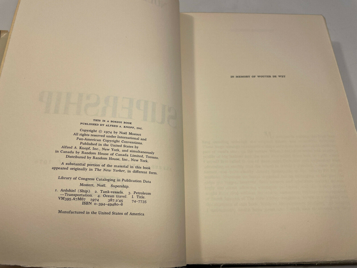 Supership by Noel Mostert (1974, Hardcover) (A1)