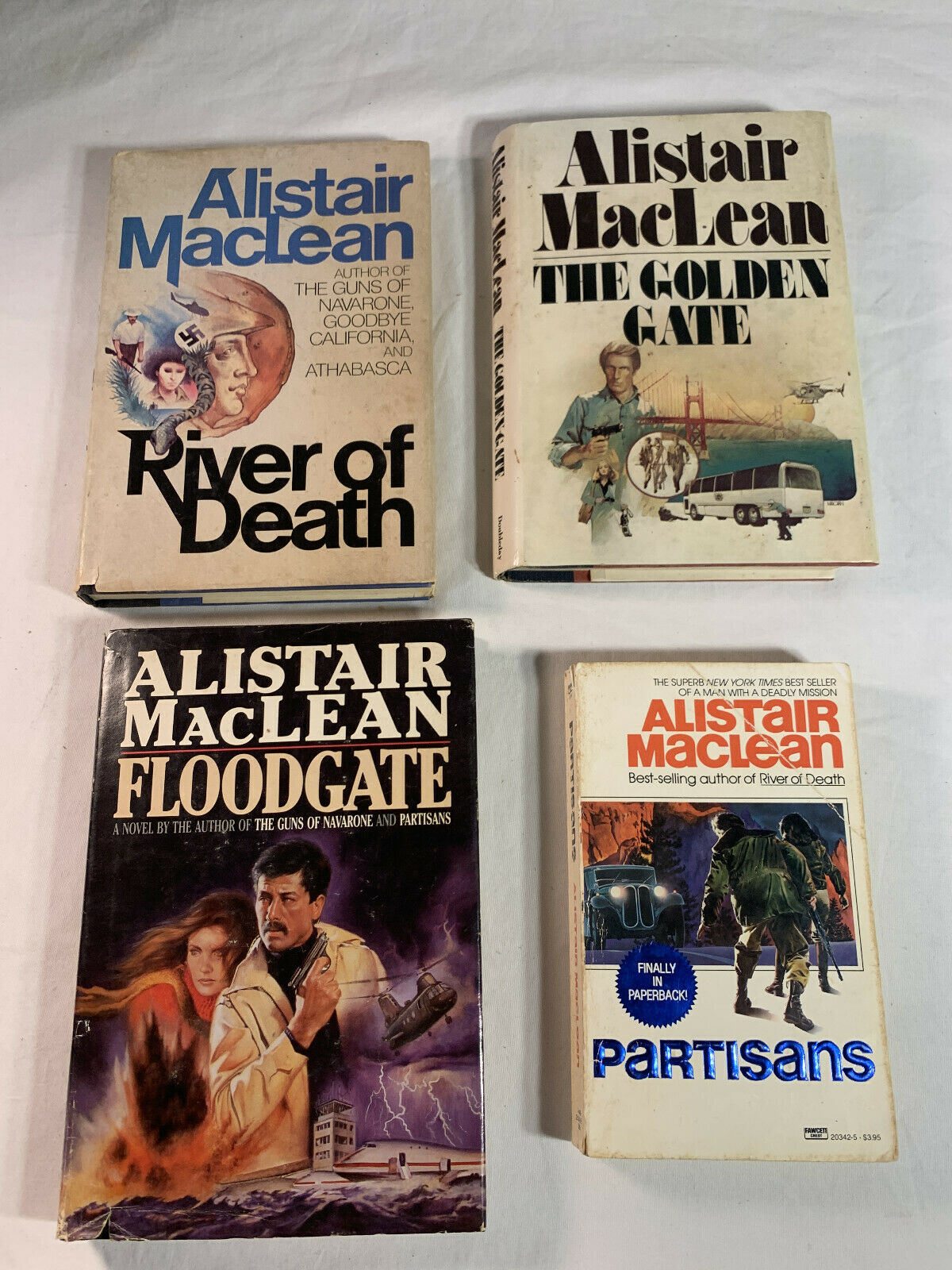 Lot of 3 Alistair MacLean Hardcover Books Floodgate, Golden Gate, River of Death