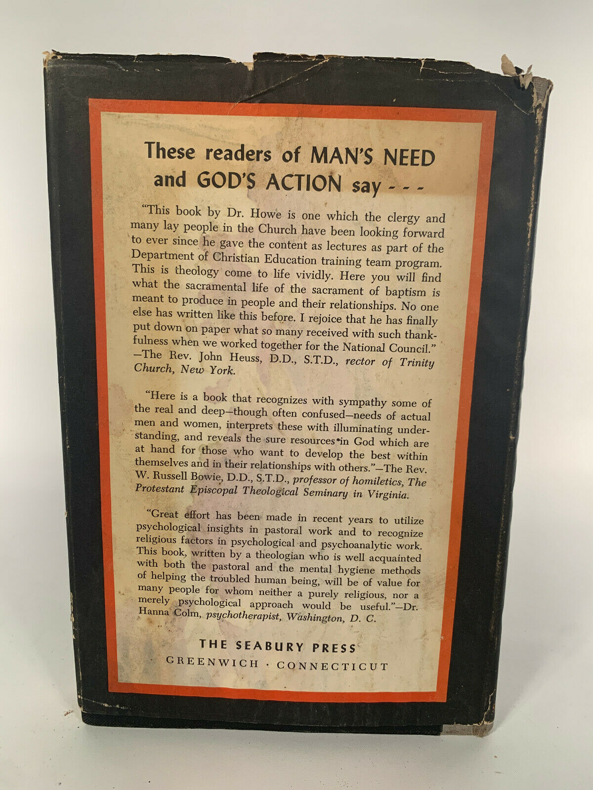 Man's Need and God's Action by Reuel L Howe1953 First Edition