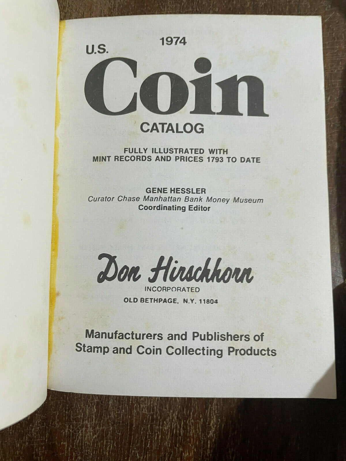 Catalog of U.S. Coin, Gene Hessler w/ Schenctady Gazette clipping 1967