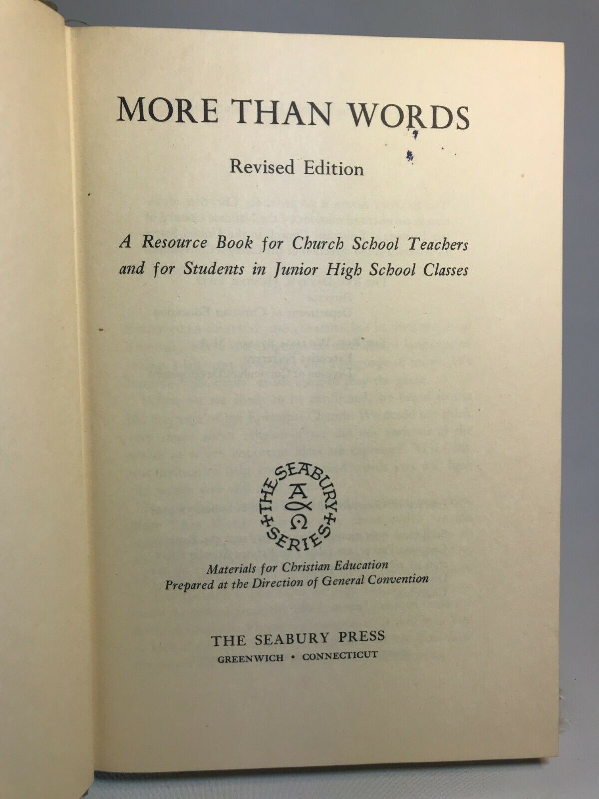 More Than Word Revised Edition (1958) A Resource Book for Church School