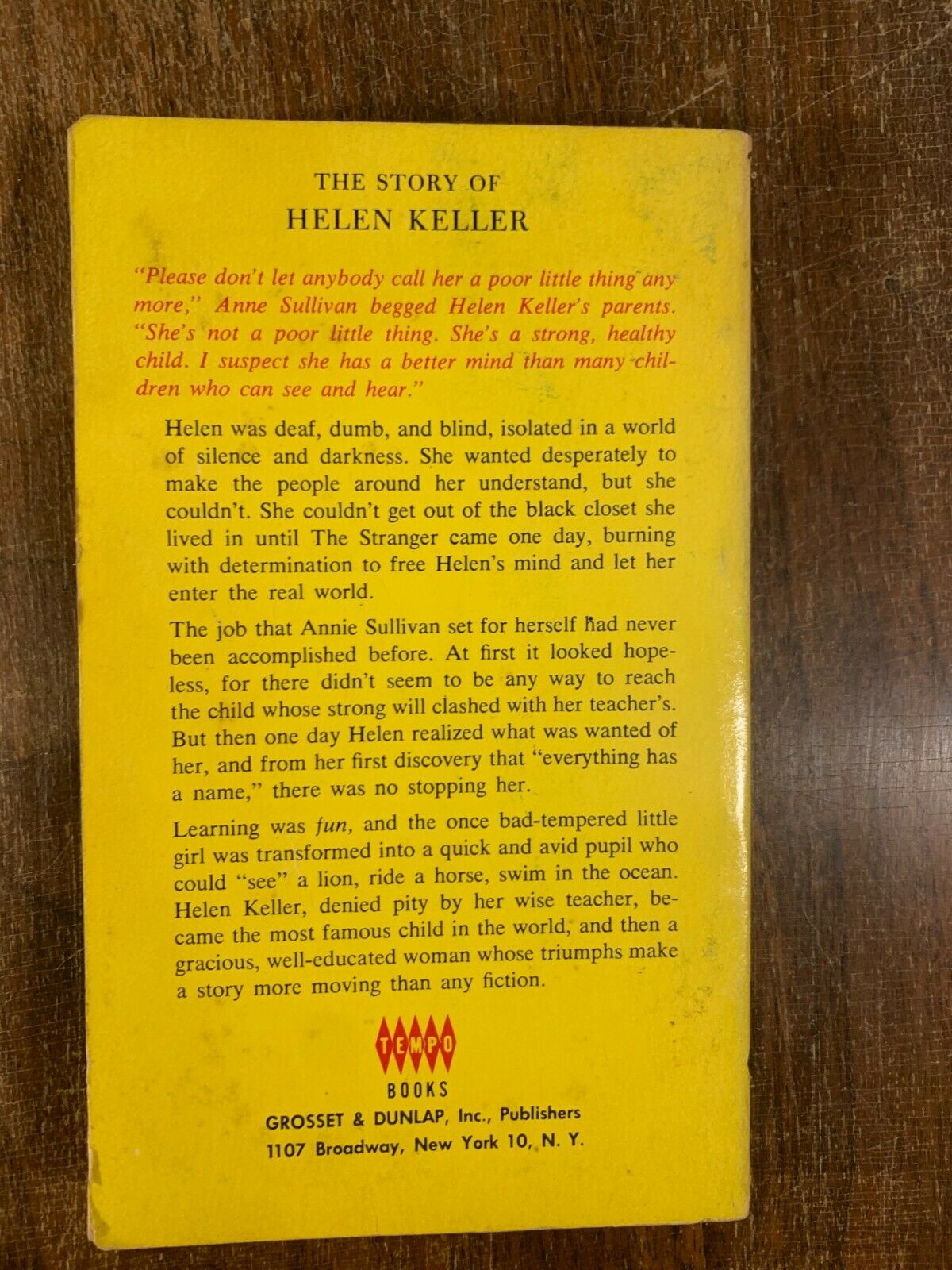 The Story of Helen Keller, Lorena A. Hickok (3rd Printing, 1965) 4B