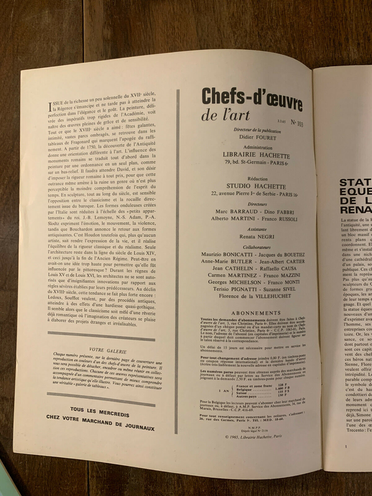 Chefs-D'Oeuvre De L'Art, Hachette No.103 - 107 Hachette Lot of 5 (1965) (3B)