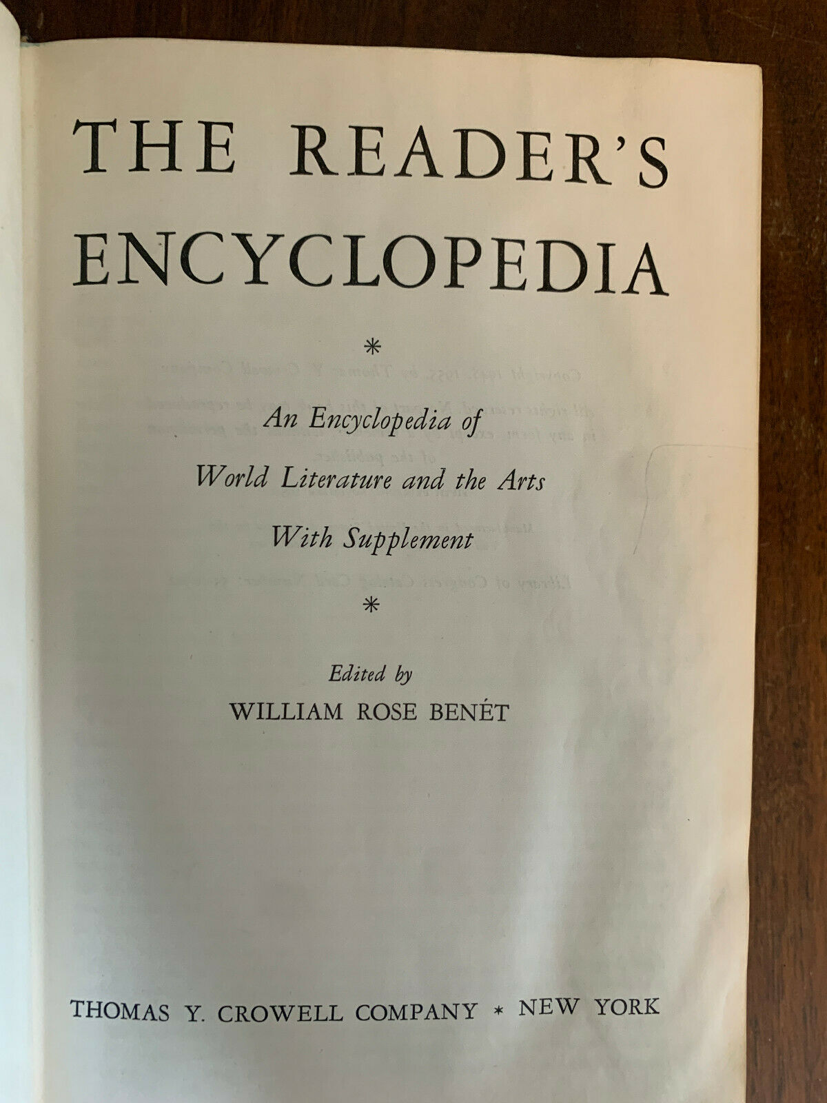 Benet, William Rose THE READER'S ENCYCLOPEDIA  1st Edition 5th Printing (O3)