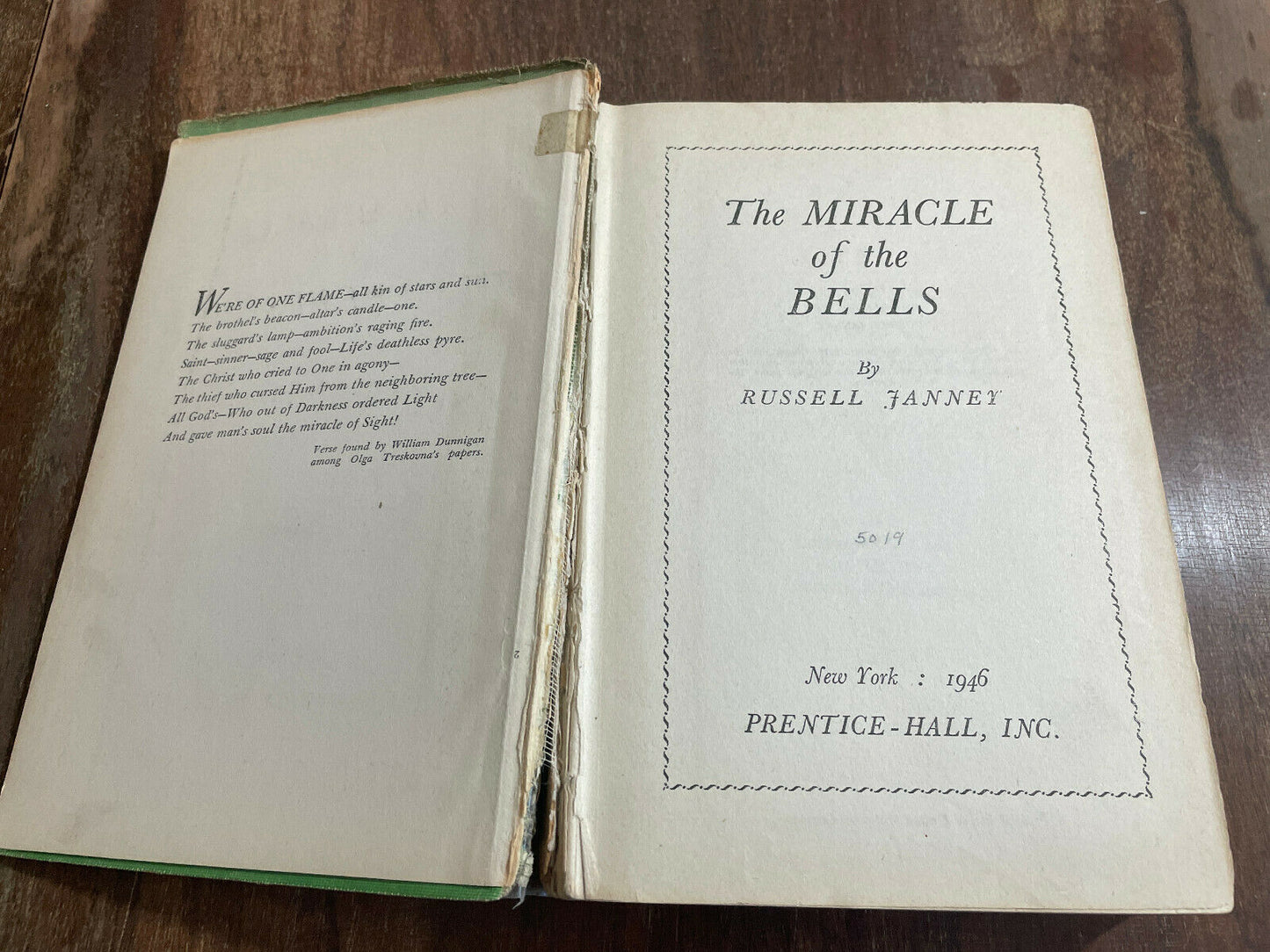 THE MIRACLE OF THE BELLS - 1946 - BY RUSSELL JANNEY - (J6)