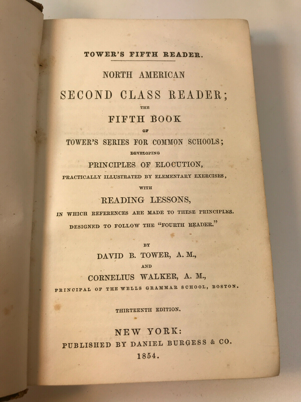 North American Second Class Reader 5th Book Tower's Series Common Schools 1854