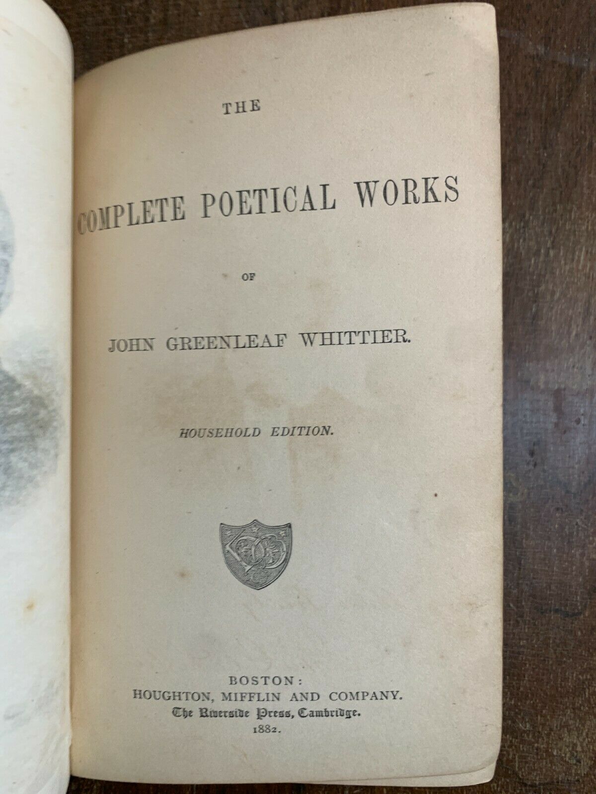 John G. Whittier POEMS, Household Edition, (1881) Z1