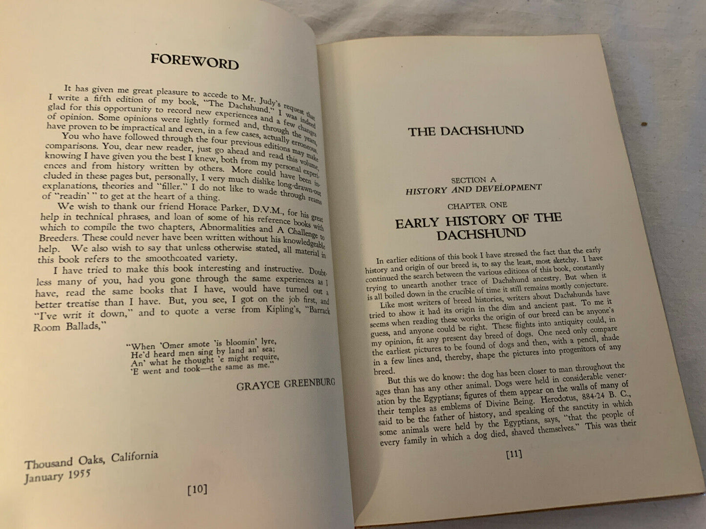 The Dachshund by Grayce Greenburg 1955 5th Edition Hardcover