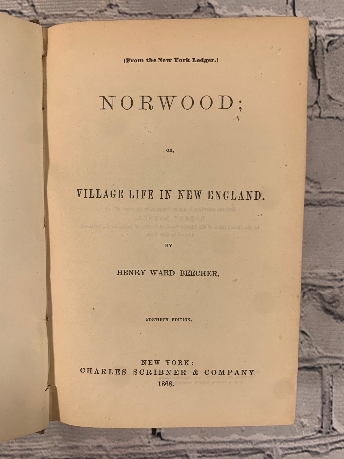 Norwood or Village Life in New England by Henry Ward Beecher [1868]