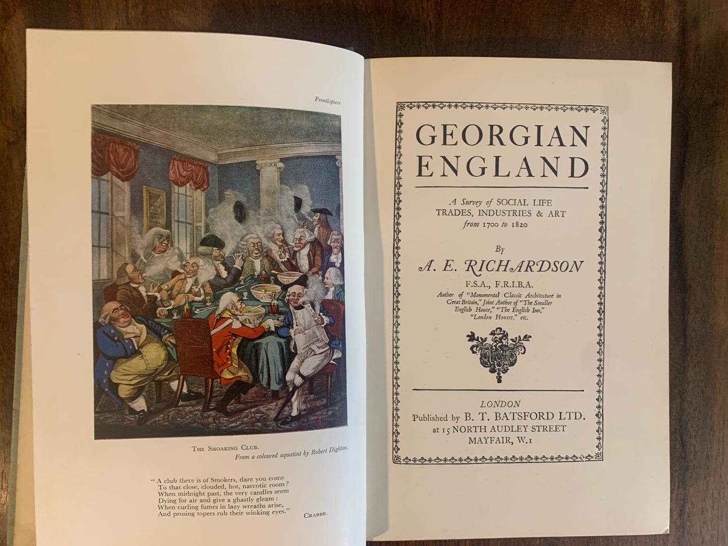 Georgian England: A Survey of Social Life, Trades, Industries & Art by A.E. Richardson 1931