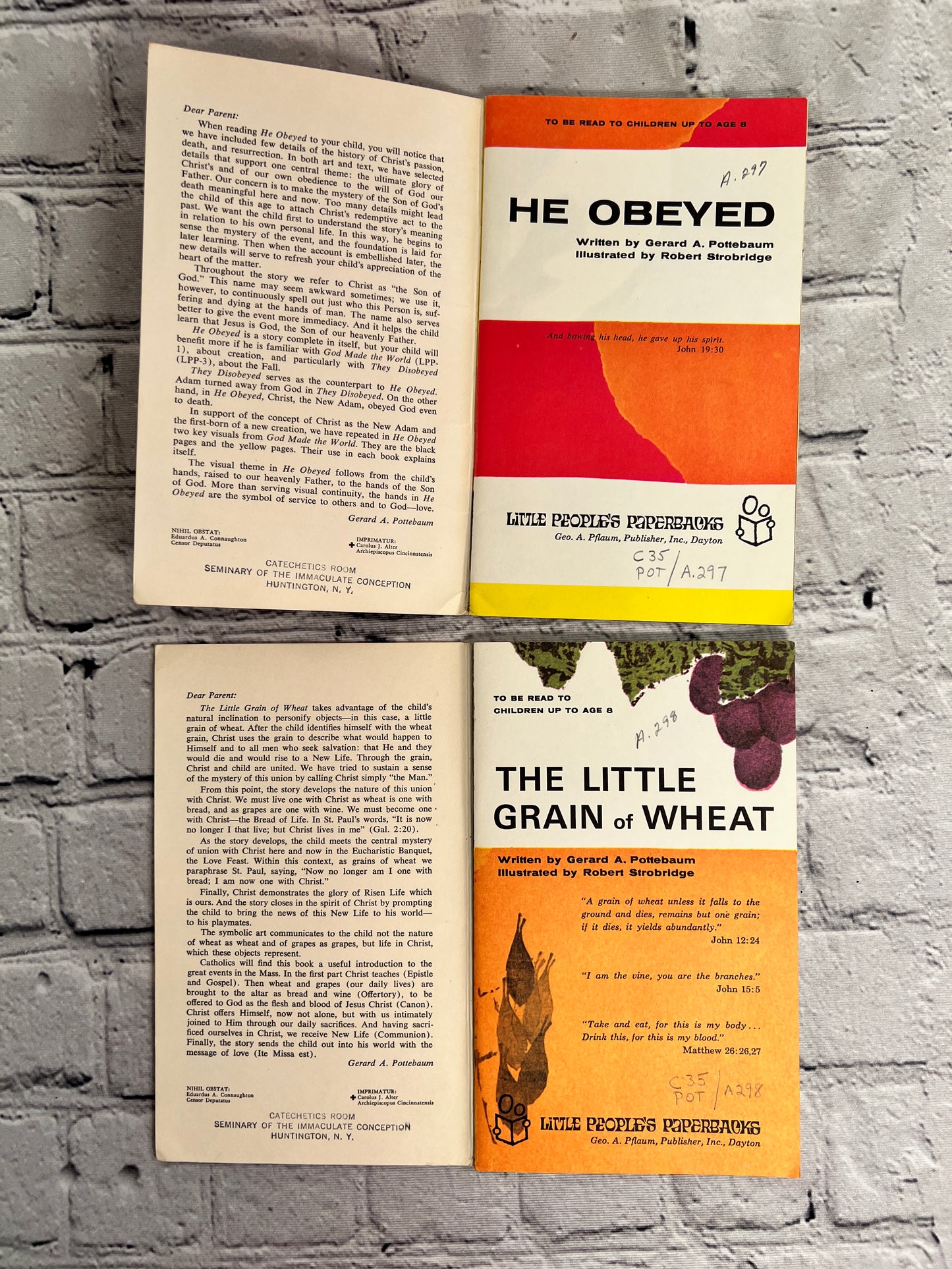 Little Peoples Paperback, He Obeyed/Little Grain of Wheat by Gerard Pottebaum [1964]