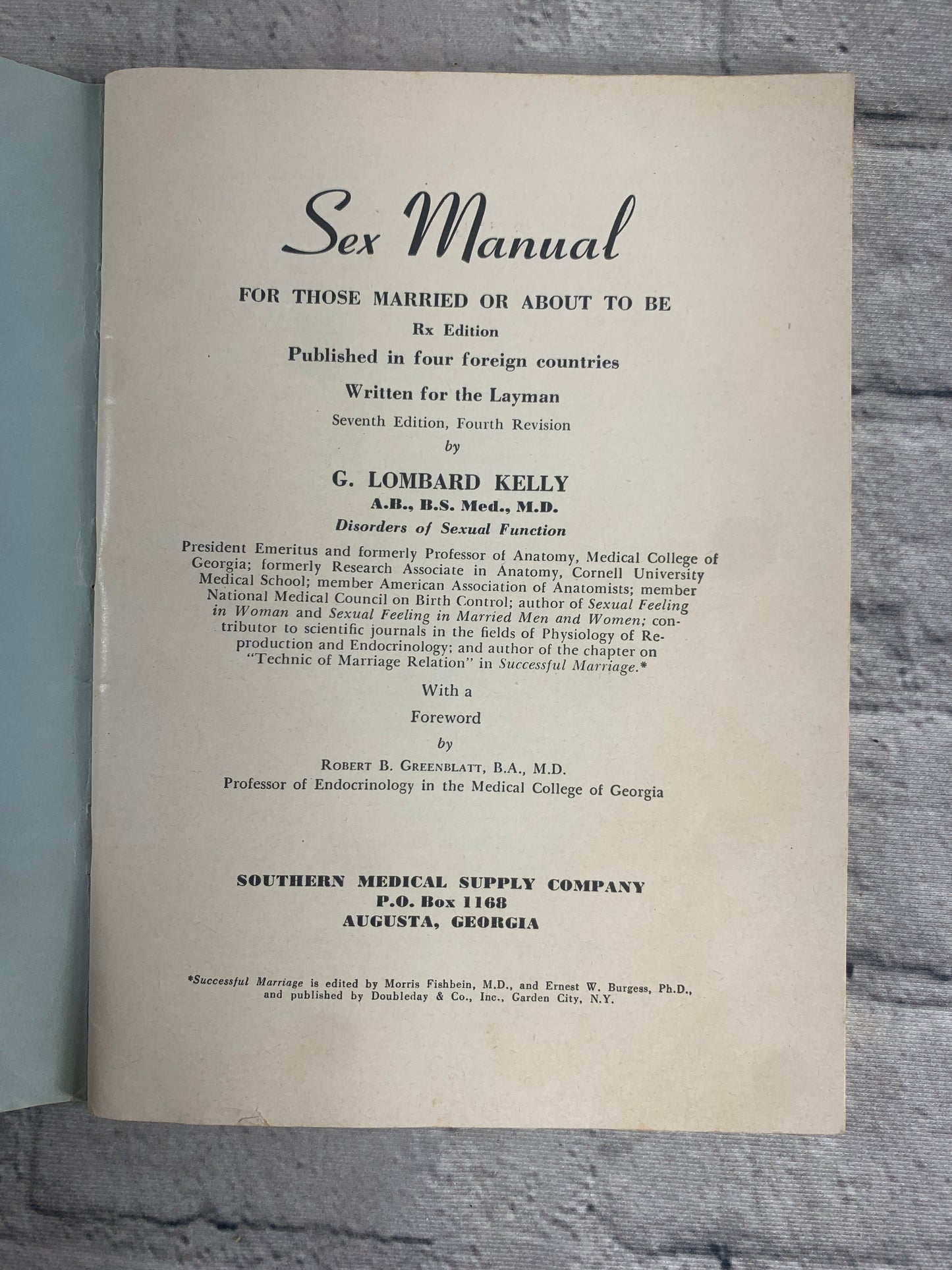 Sex Manual for Those Married or About to be by Kelly [Rx Edition · 1956]
