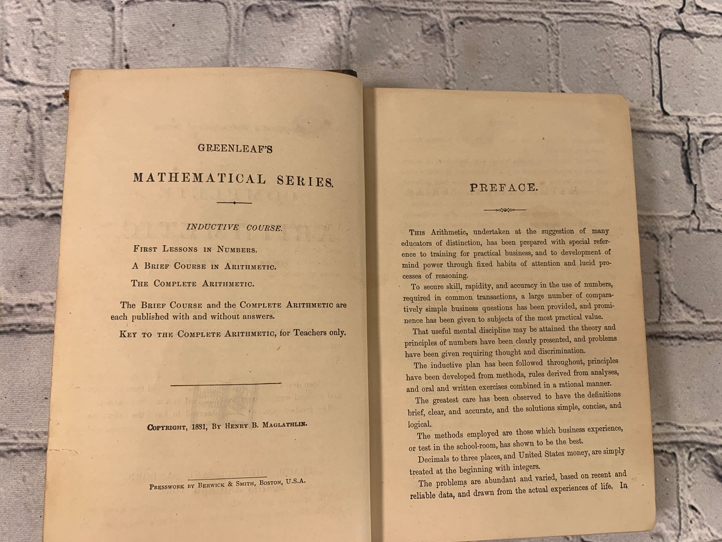 The Complete Arithmetic Oral and Written by Benjamin Greenleaf [1881]