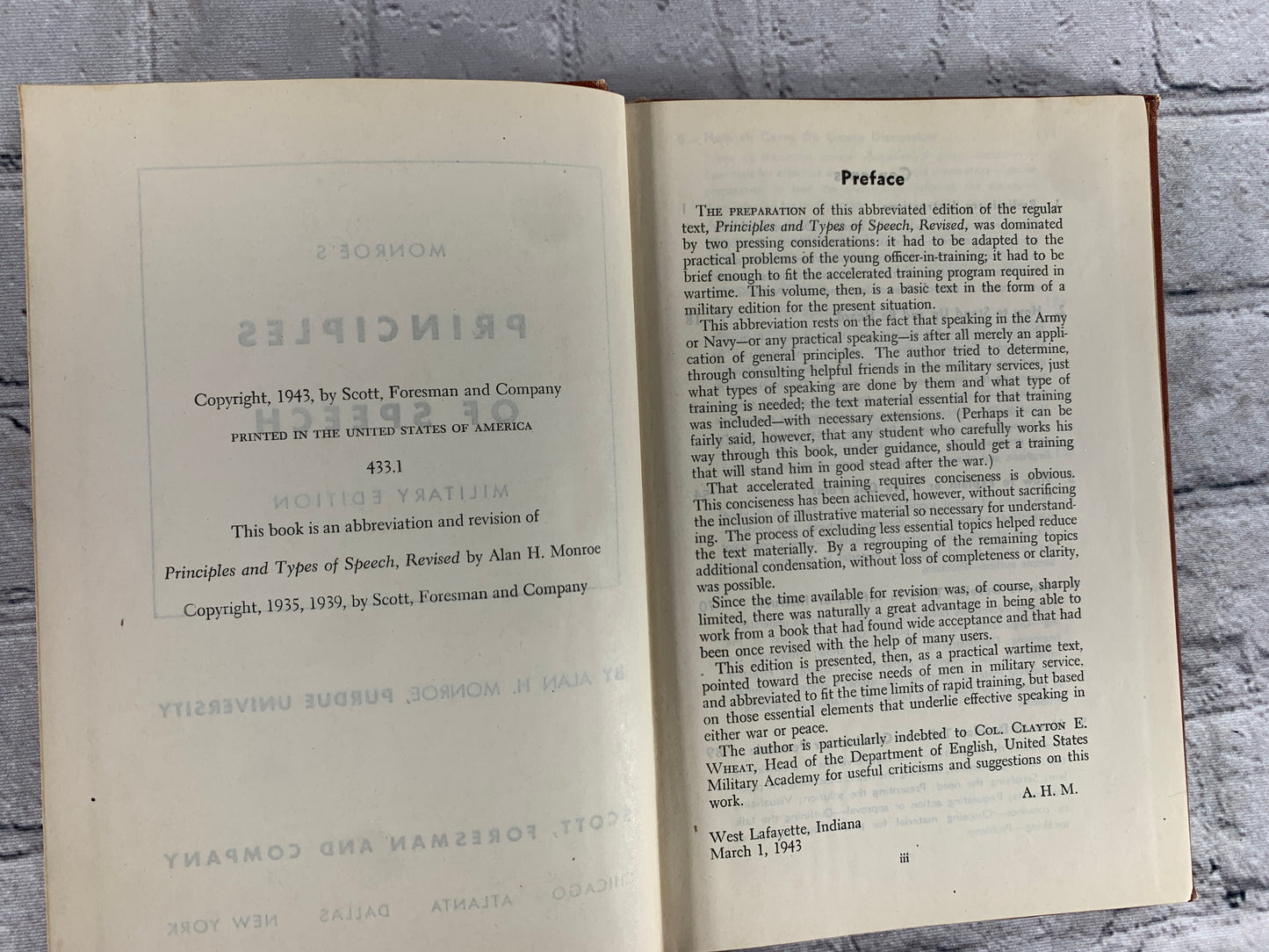 Monroe's Principles of Speech by Alan H. Monroe [Military Edition · 1943]