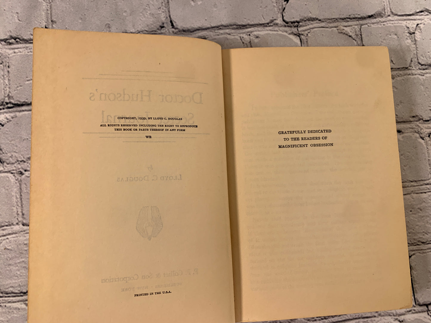 Doctor Hudson's Secret Journal by Lloyd C.Douglas (1939)