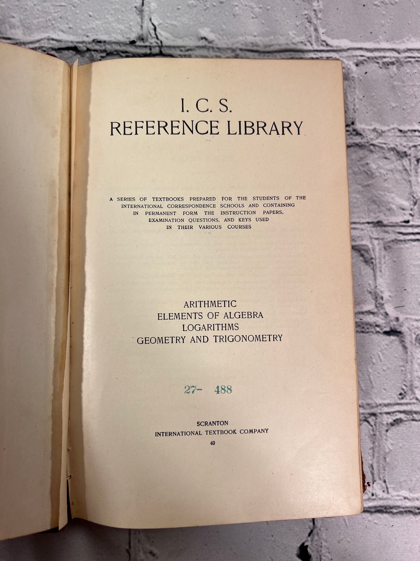 I.C.S. Reference Library no. 40 Mathematics [1905]