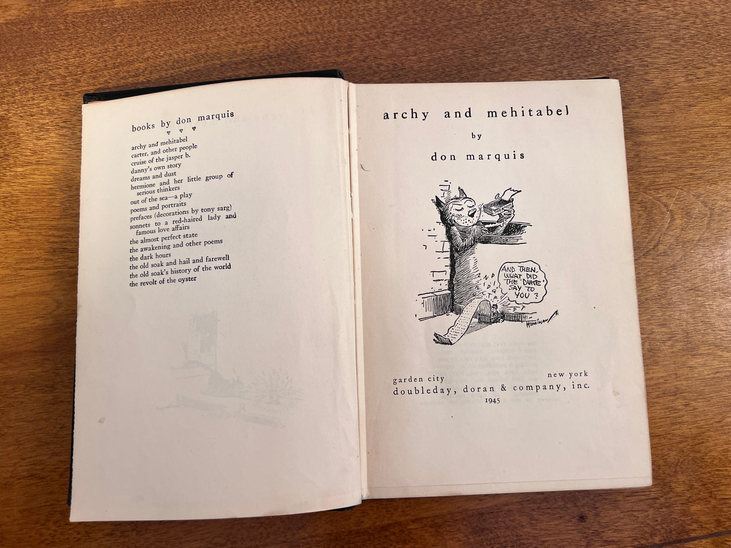 Archy and Mehitabel by Don Marquis 1945