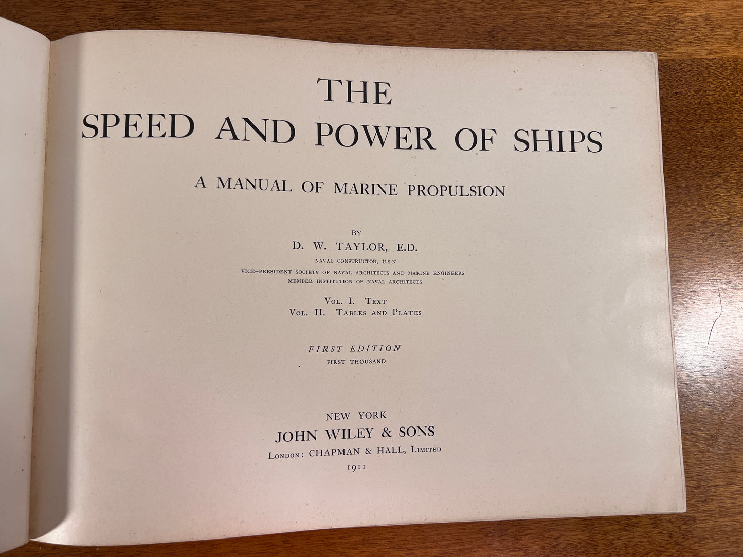 Speed and Power of Ships A Manual of Marine Propulsion Tables and Plates Vol II by D. W. Taylor