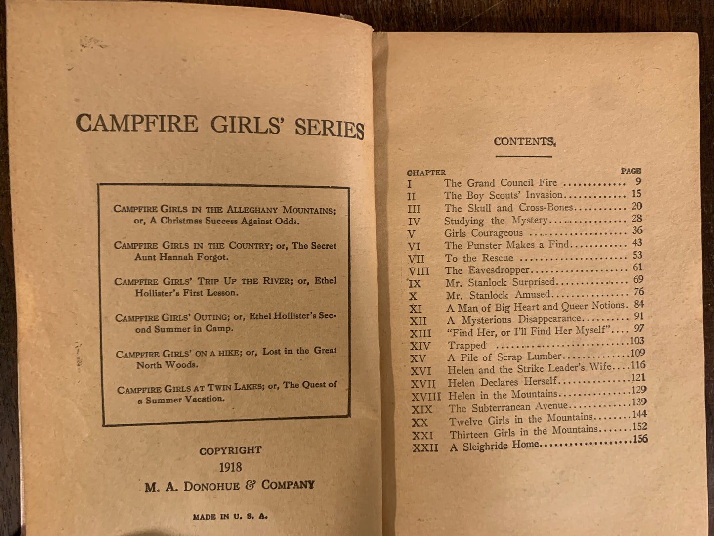 Camp-Fire Girls in the Alleghany Mountains, A Christmas Success Against Odds 1918