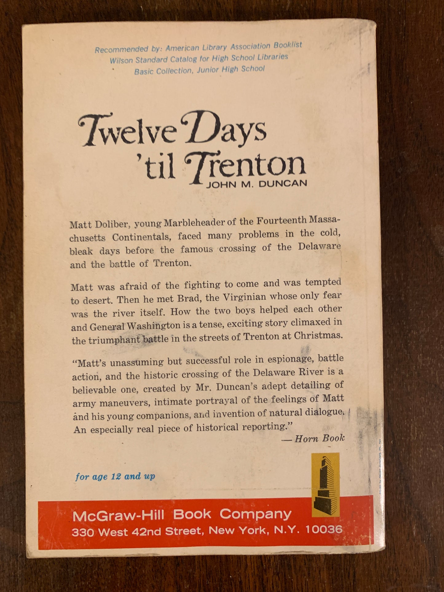 Twelve Days til Trenton by John M. Duncan, Young Pioneer Book 1966