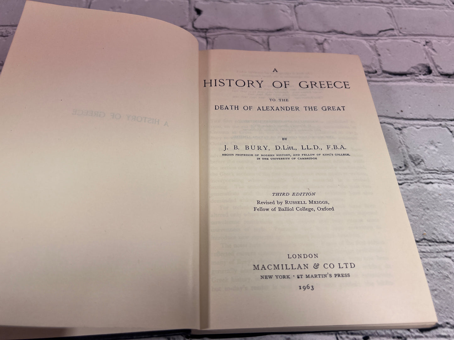 A History of Greece to the Death of Alexander the Great by J.B. Bury [1963]