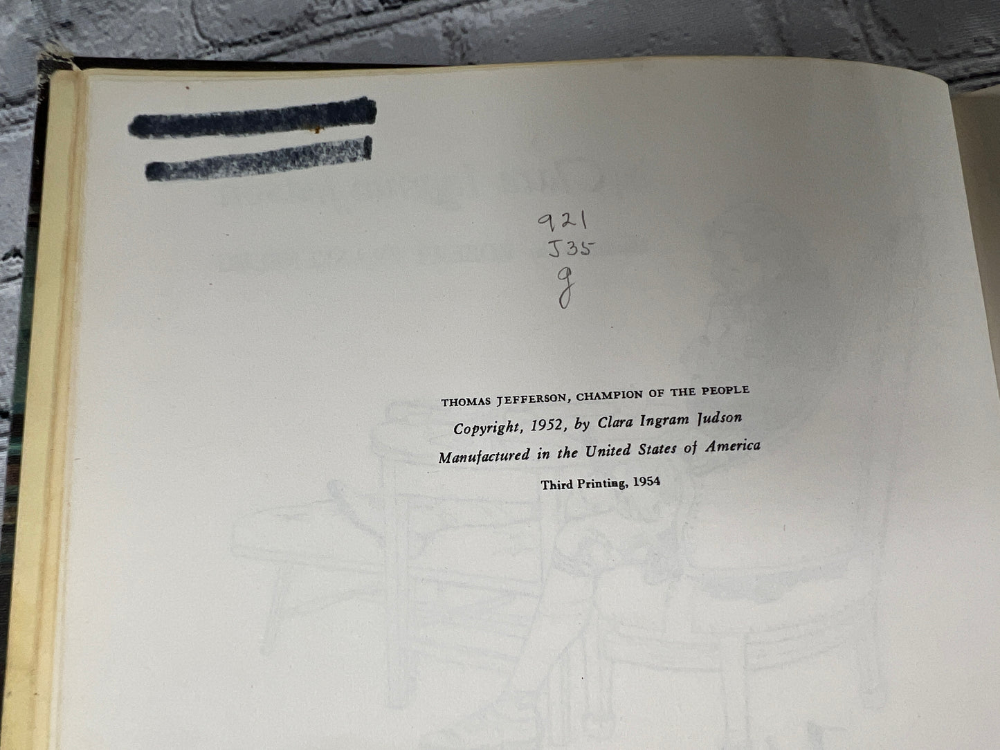 Thomas Jefferson Champion of the People by Judson by Clara Ingram Judson [1954]