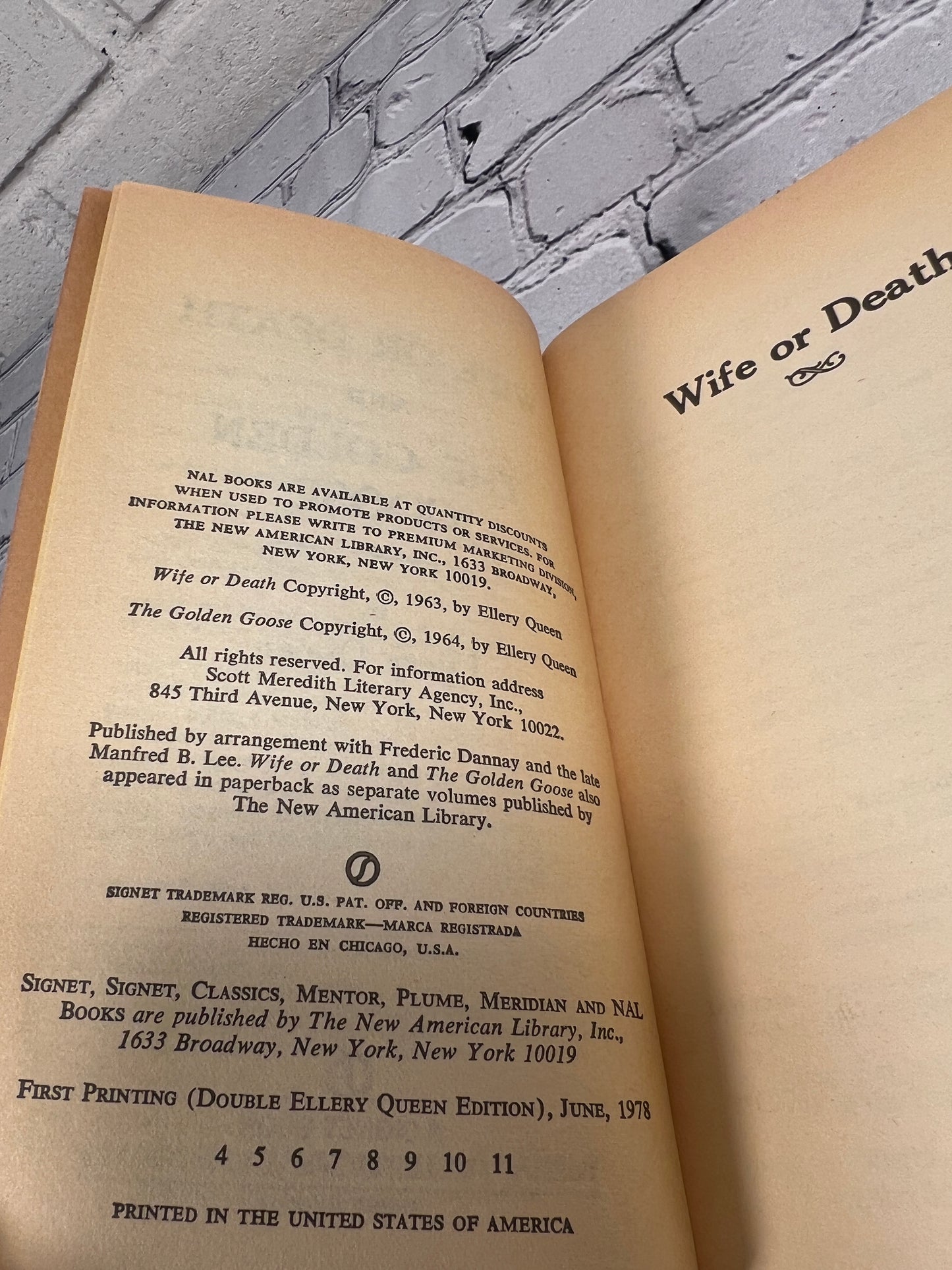 Wife or Death and The Golden Goose by Ellery Queen [1972 · 3rd Printing]