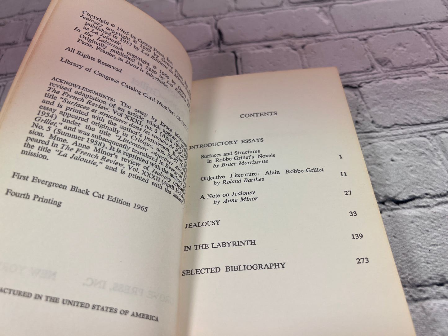 Two Novels by Robbe-Grillet Jealousy and In the Labyrinth [1965 · 4th Printing]