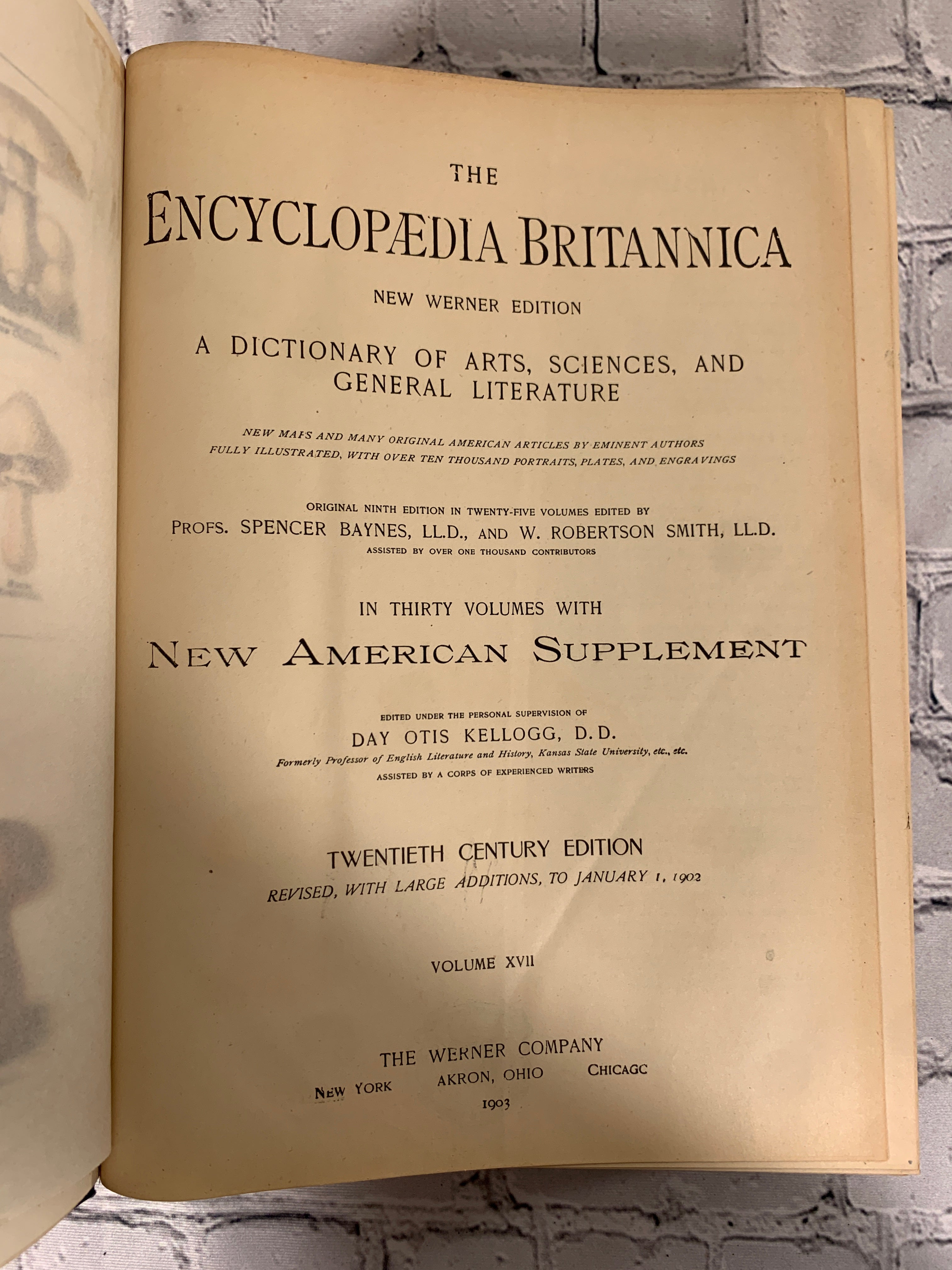 The Encyclopedia Britannica New Werner Edition Twentieth Century Vol XVII  [1903]