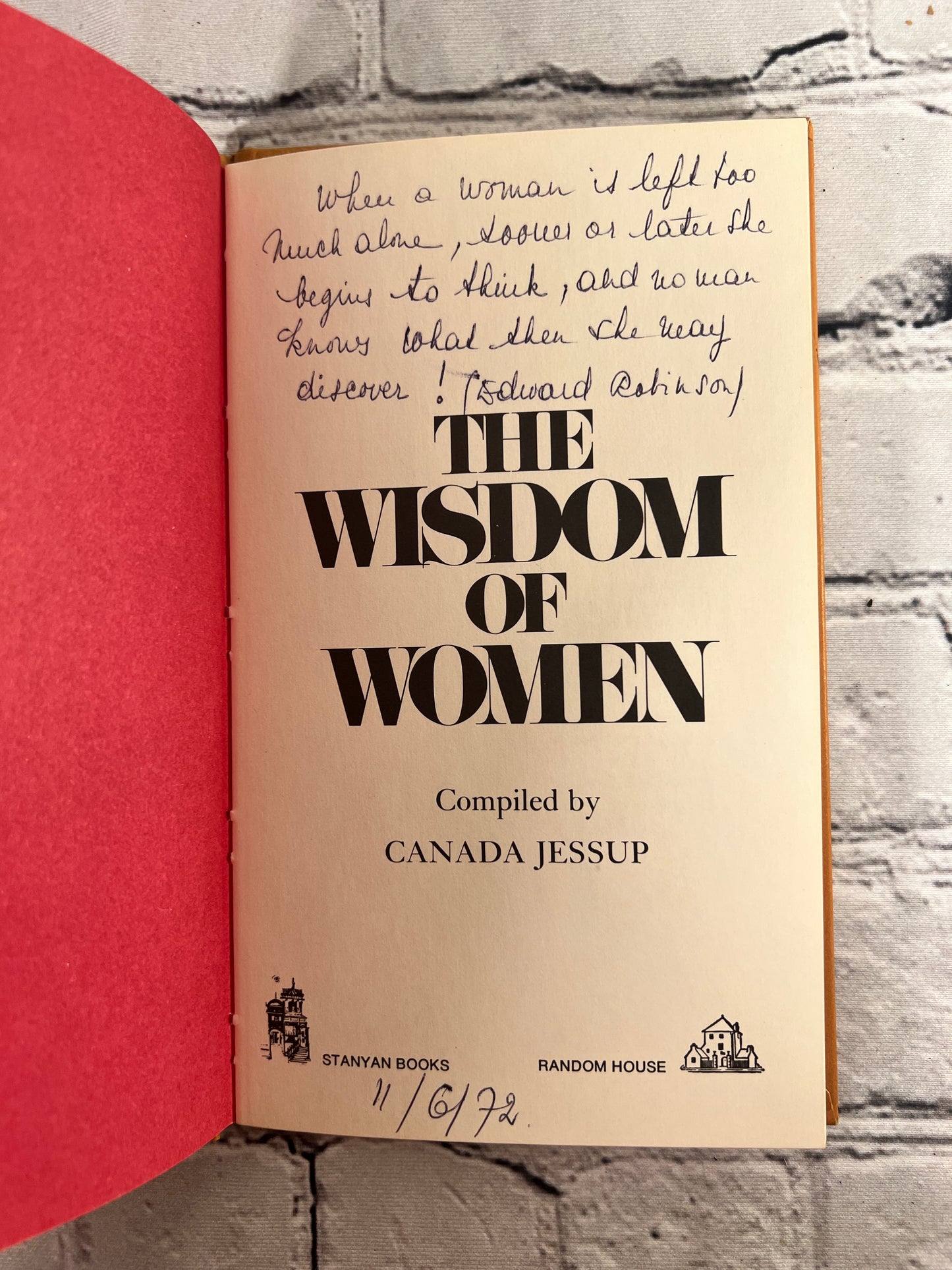 The Wisdom of Women (Quotes) compiled by Canada Jessup [1971]