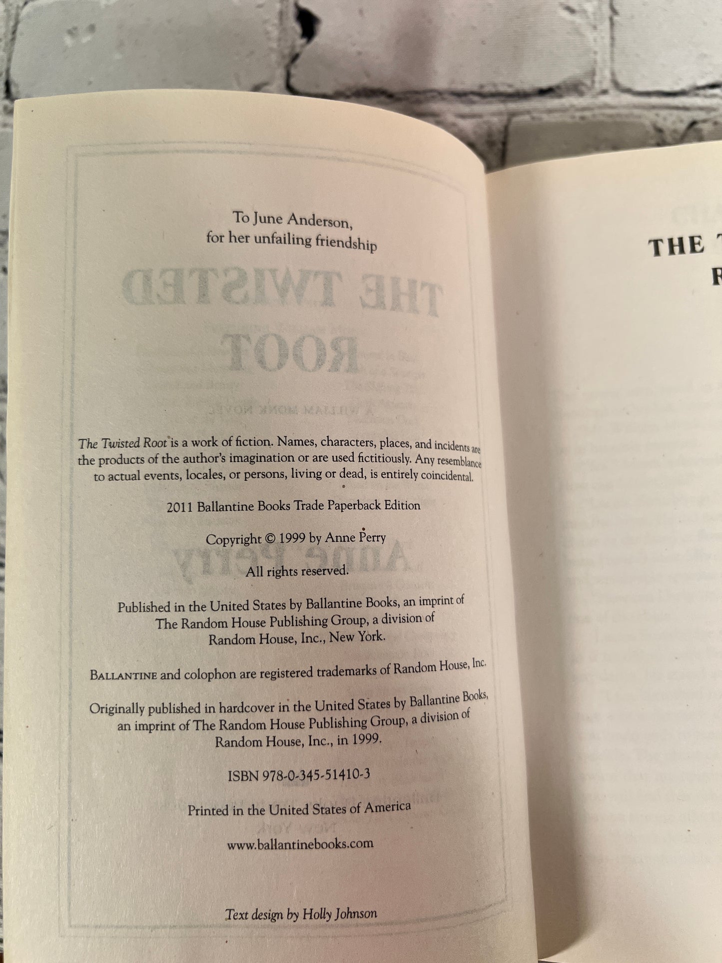 The Twisted Root: A William Monk Novel by Anne Perry [1999]