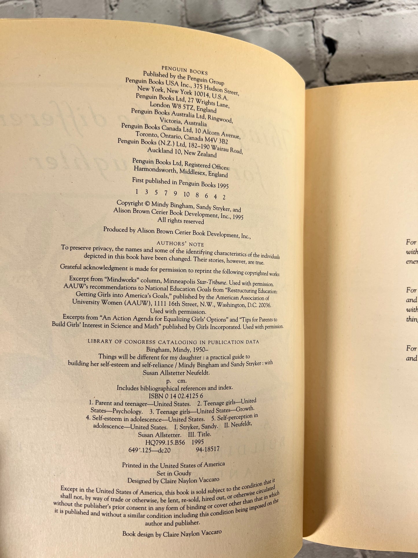 Things Will Be Different For My Daughters by Mindy Bingham and Sandy Stryker [1995]