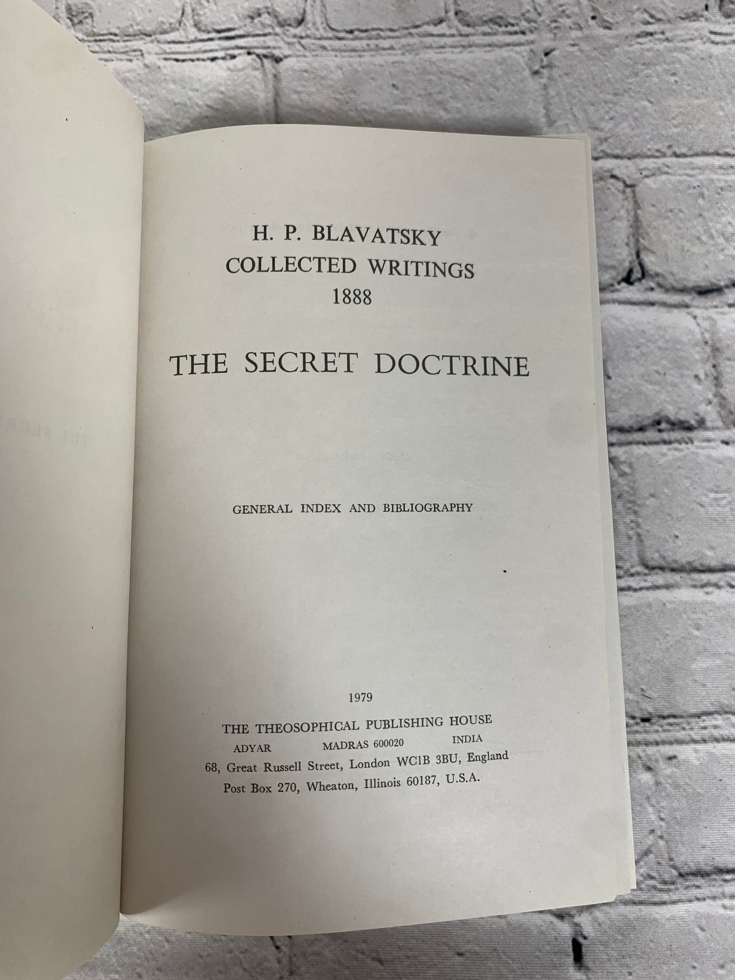 The Secret Doctrine: Index & Bibliography by H.P. Blavatsky [1979]