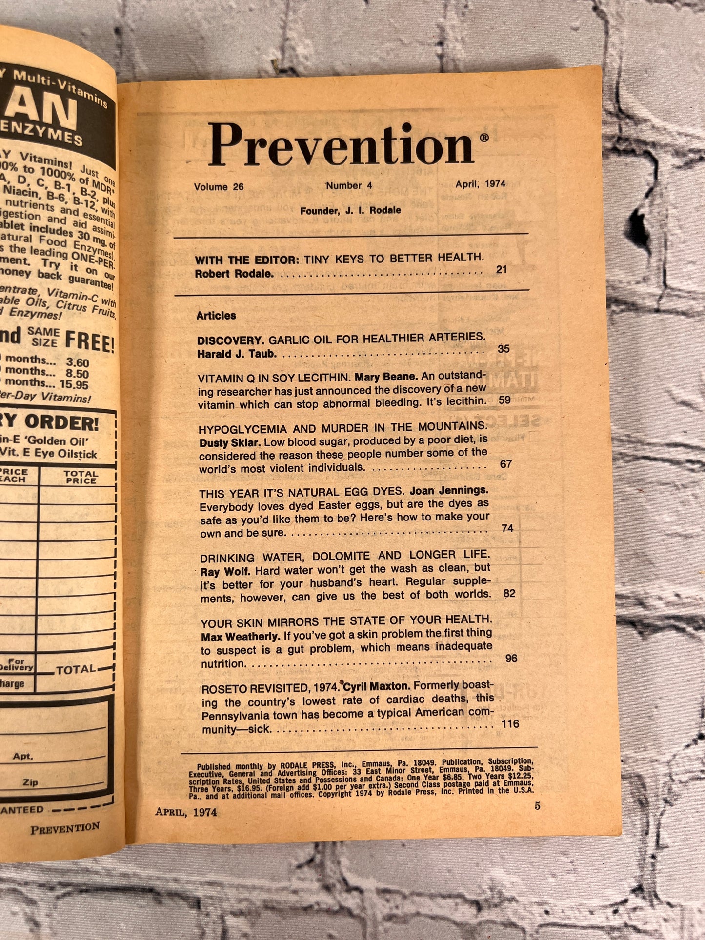 Prevention The Magazine for Better Health Water That Prolongs Life by J. I. Rodale [1974]