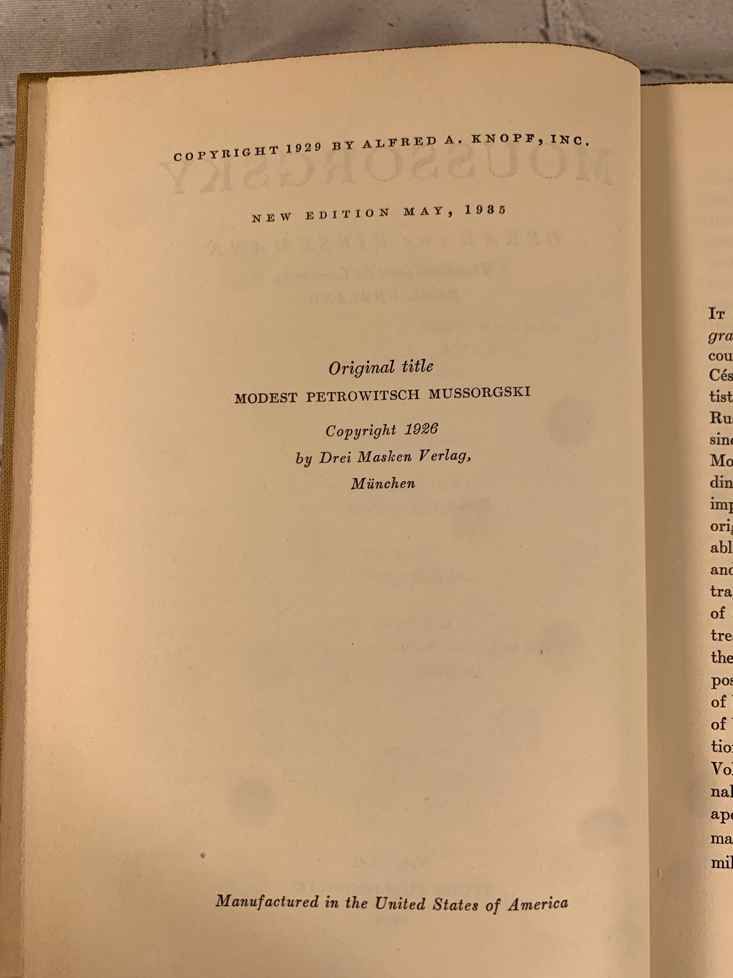 Moussorgsky by Oskar von Riesemann [New Edition · 1935