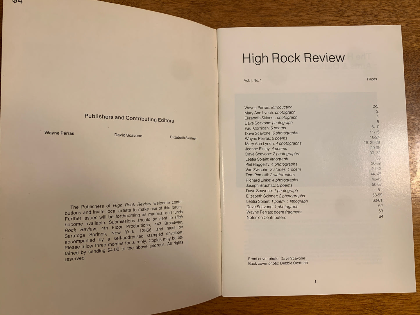 High Rock Review Vol I. No. 1, 1980 Saratoga Springs Magazine