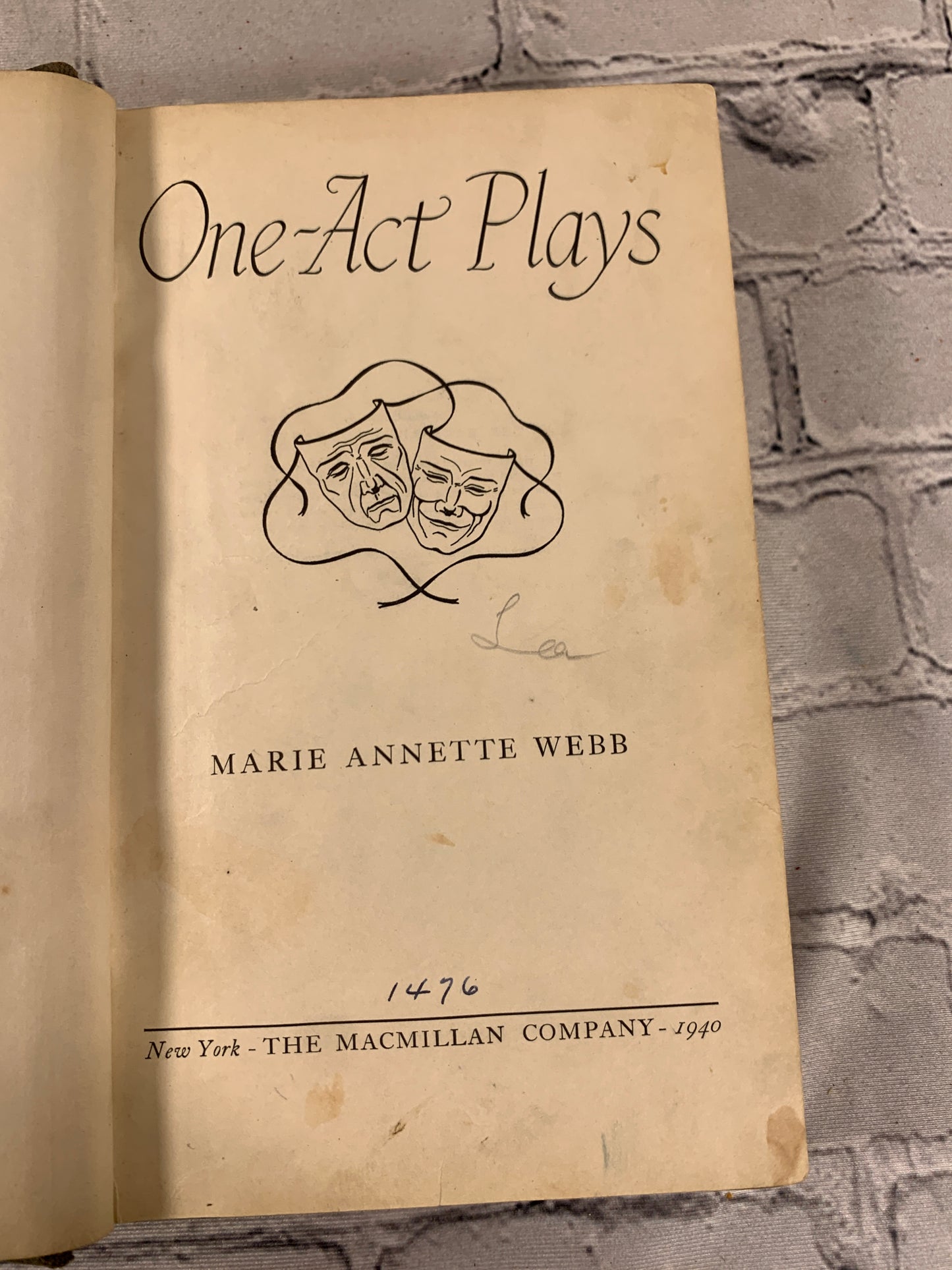 One Act Plays by Marie Annette Webb [1940]