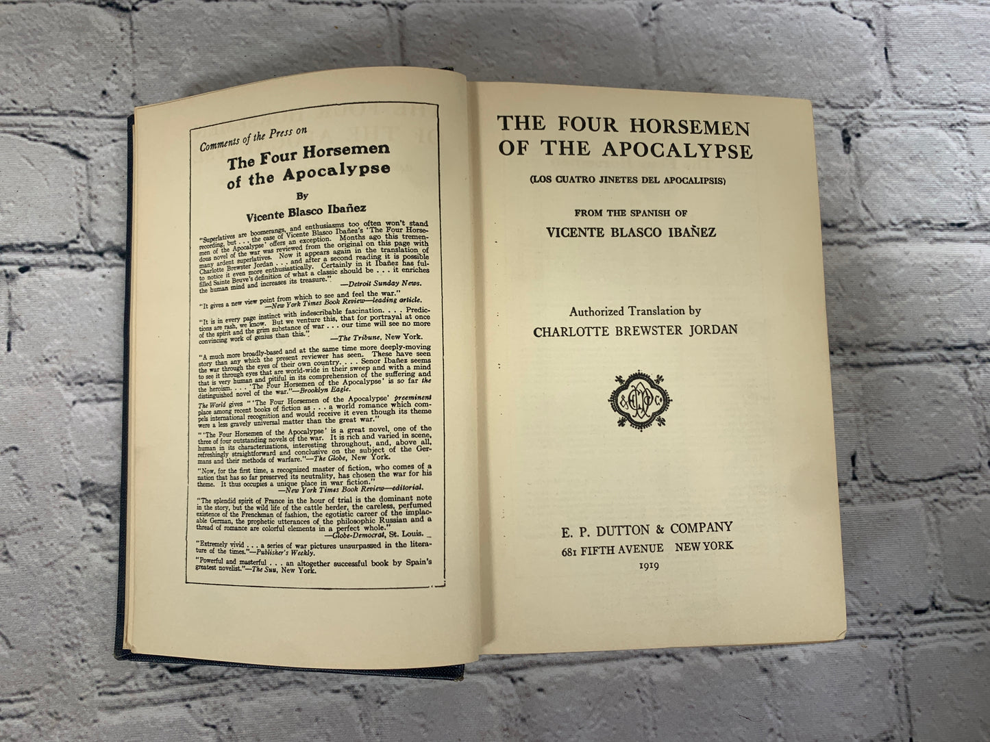 The Four Horsemen Of The Apocalypse by Vicente Blasco Ibanez [1919]