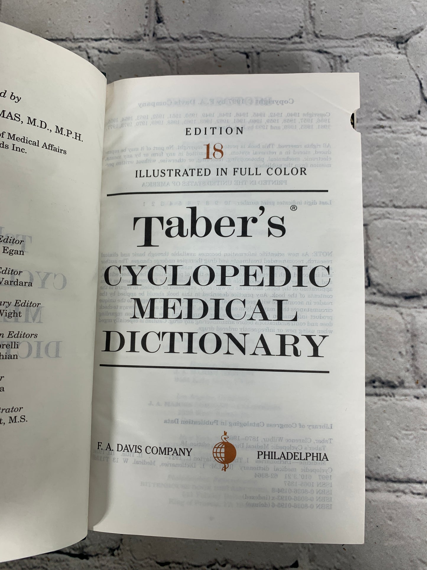 Taber’s  Cyclopedic Medical Dictionary #18 [1997]