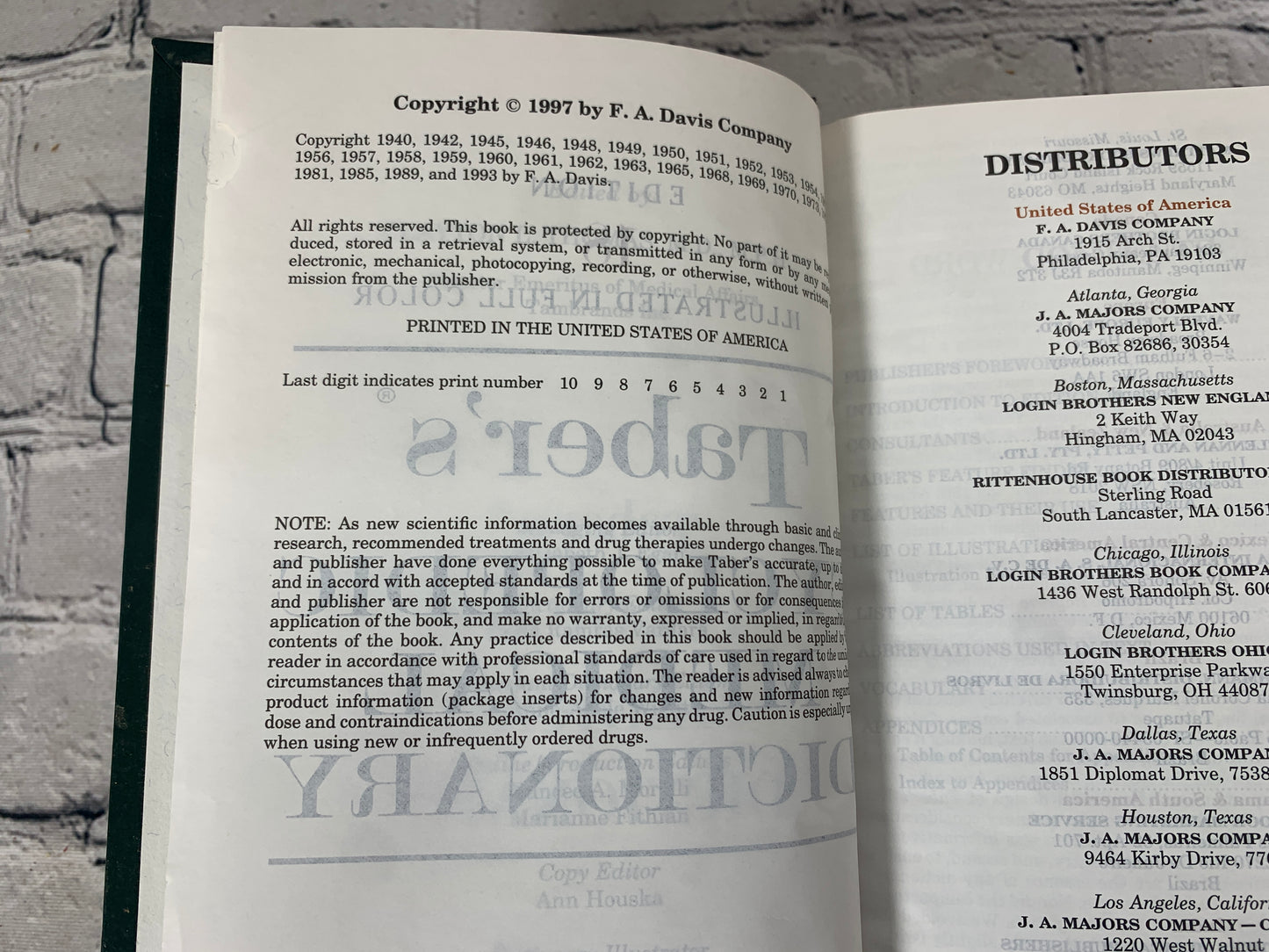 Taber’s  Cyclopedic Medical Dictionary #18 [1997]