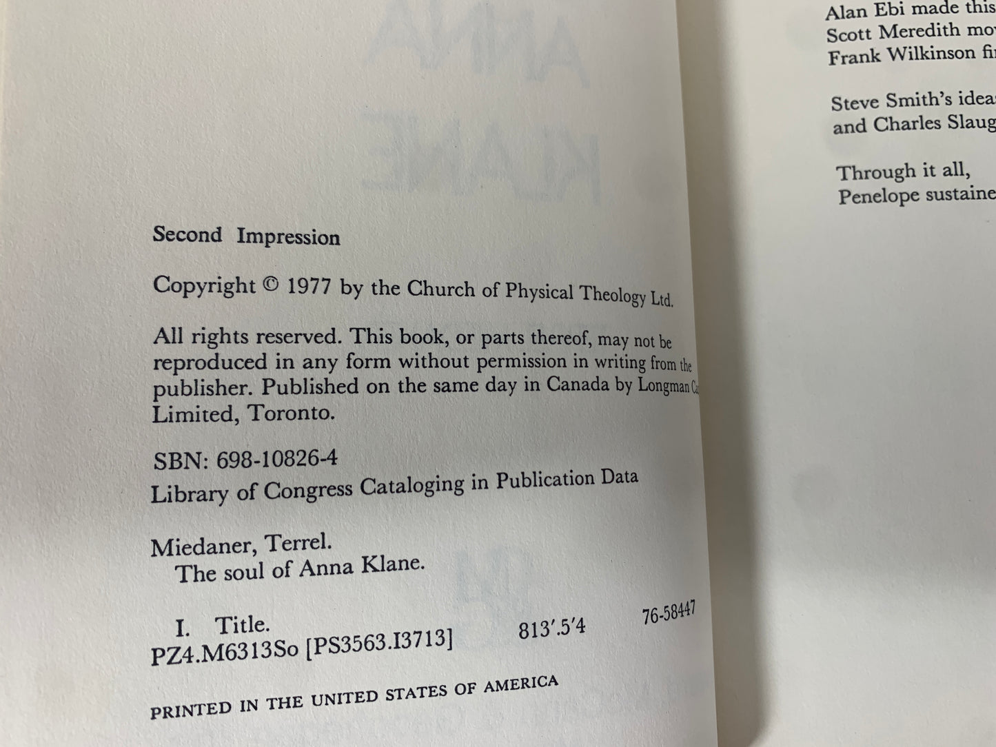 The Soul of Anna Klane by Terrel Miedaner [1977 · 2nd Print]