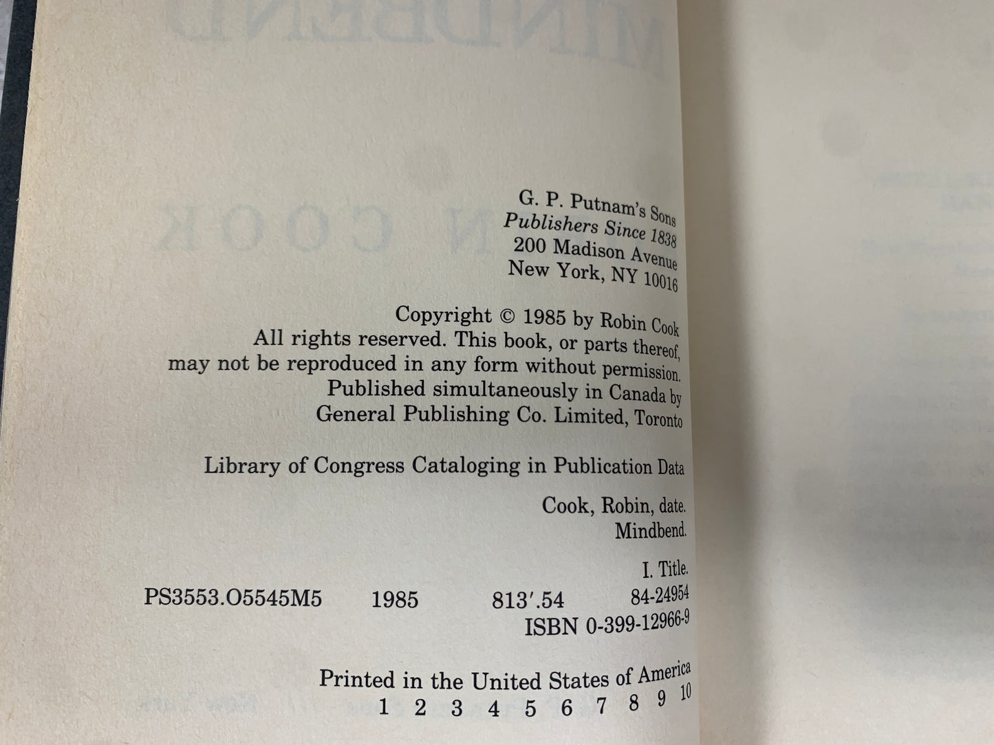Mindbend by Robin Cook (1985 · 1st Print)