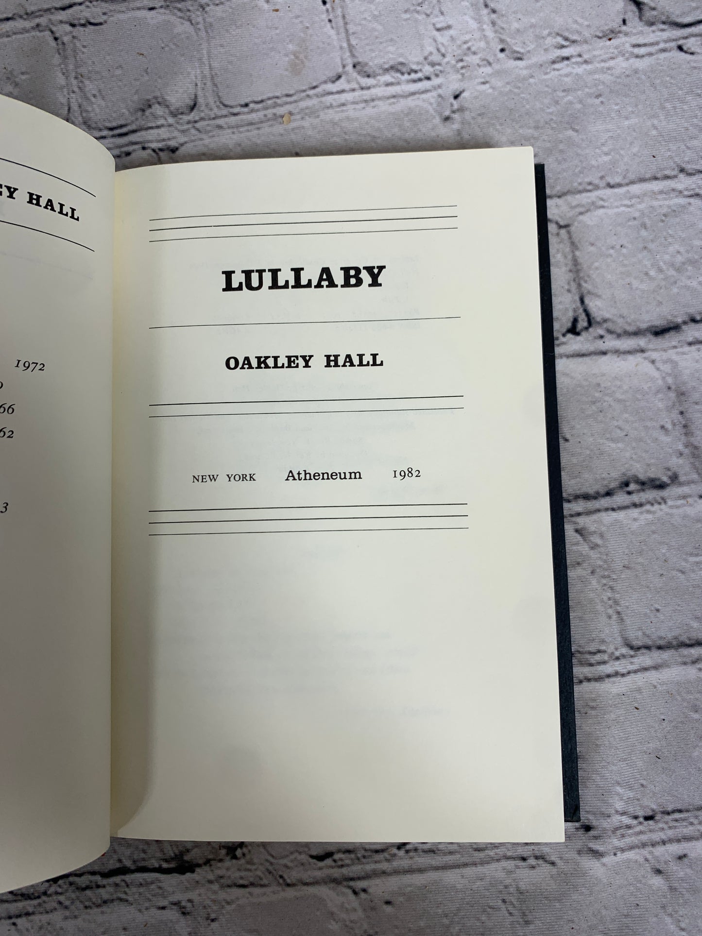 Lullaby By Oakley M. Hall [1982 · 1st Edition]