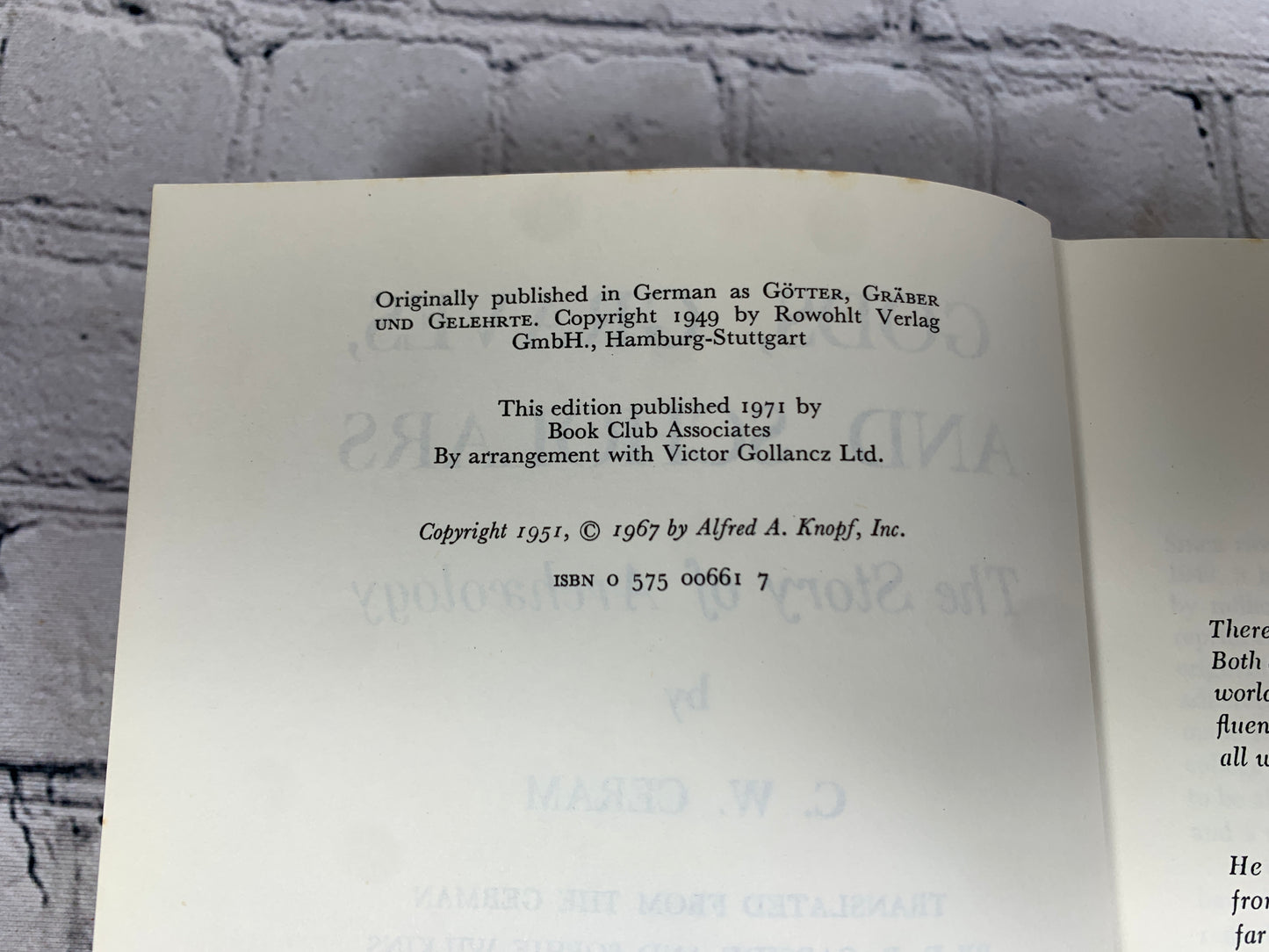 Gods, Graves, and Scholars The Story of Archaeology by C.W. Ceram [1967]