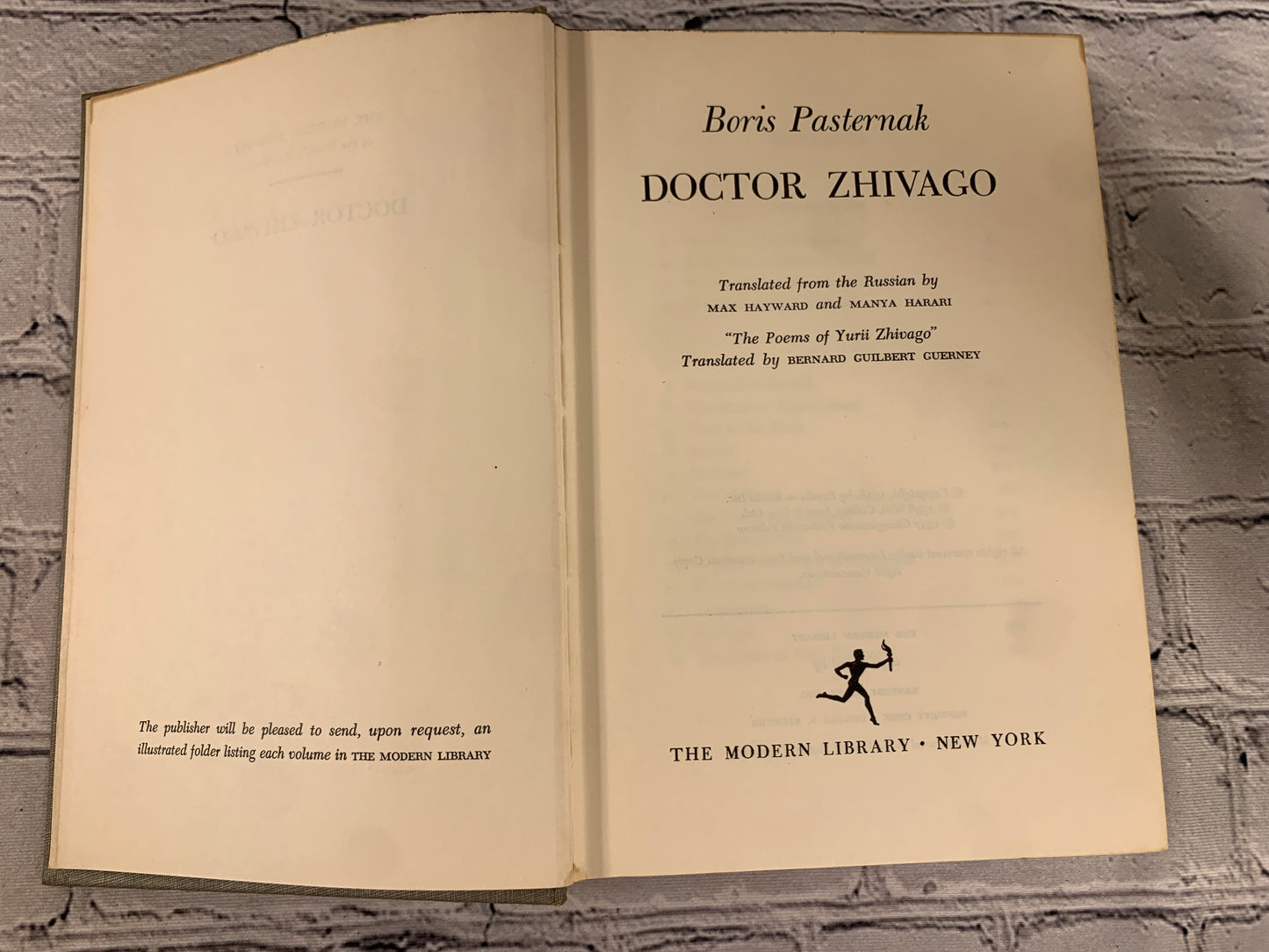 Doctor Zhivago by Boris Pasternak [1958 · Modern Library]