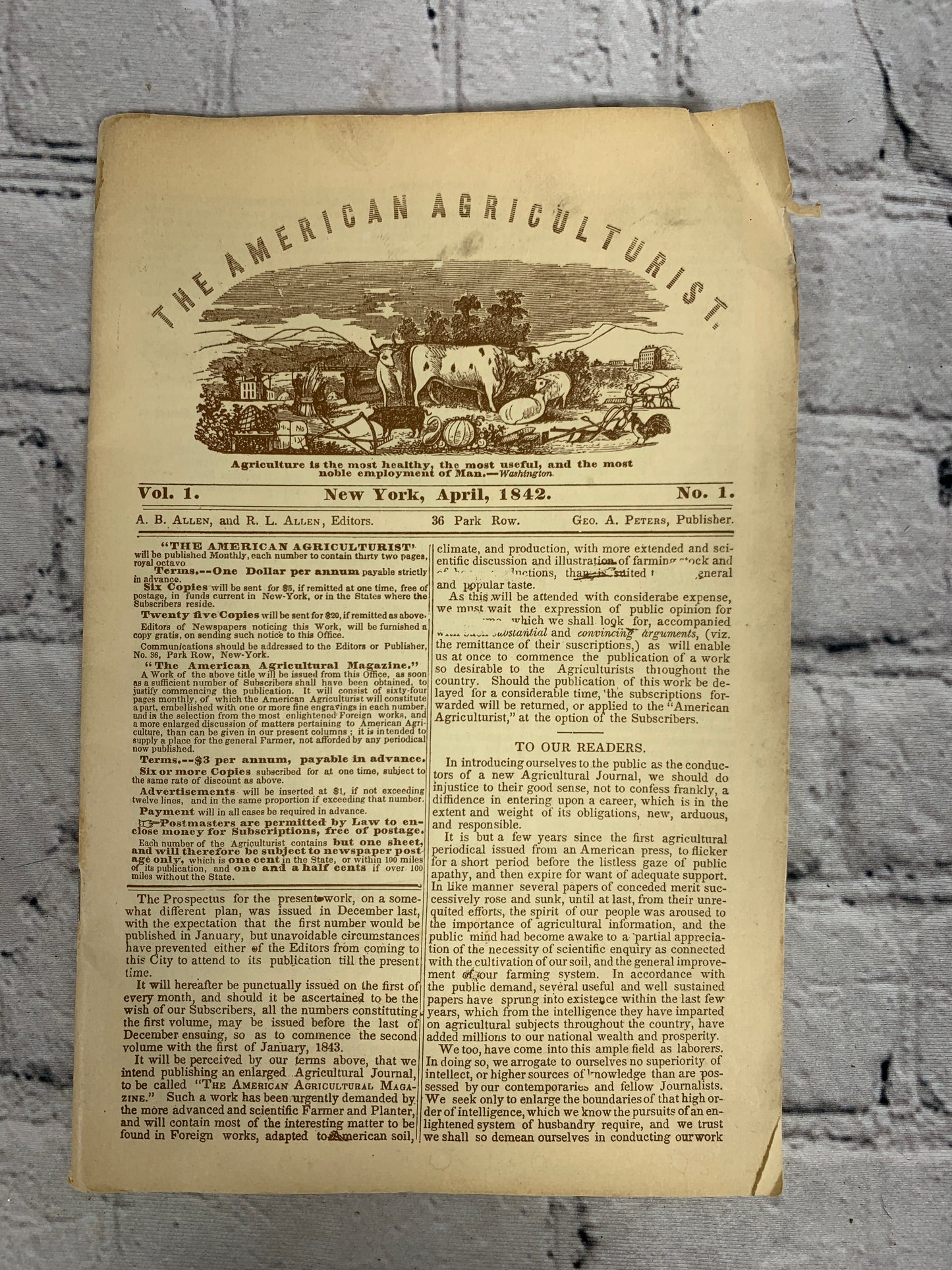 The American Agriculturist [No. 1 Vol. 1 ·  April 1842 · REPRINT]