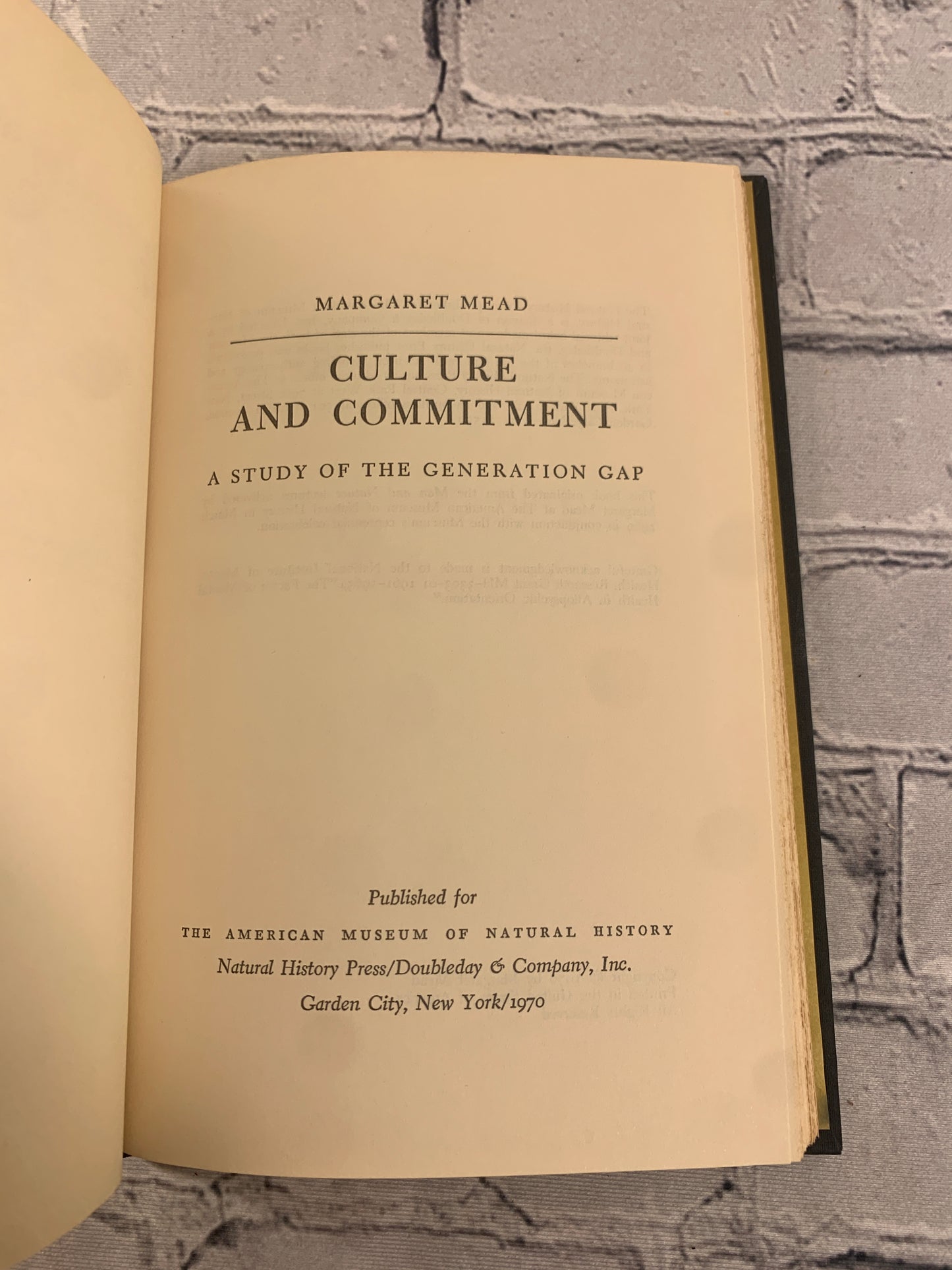 Culture and Commitment: A Study of the Generation Gap by Margaret Mead [1970]