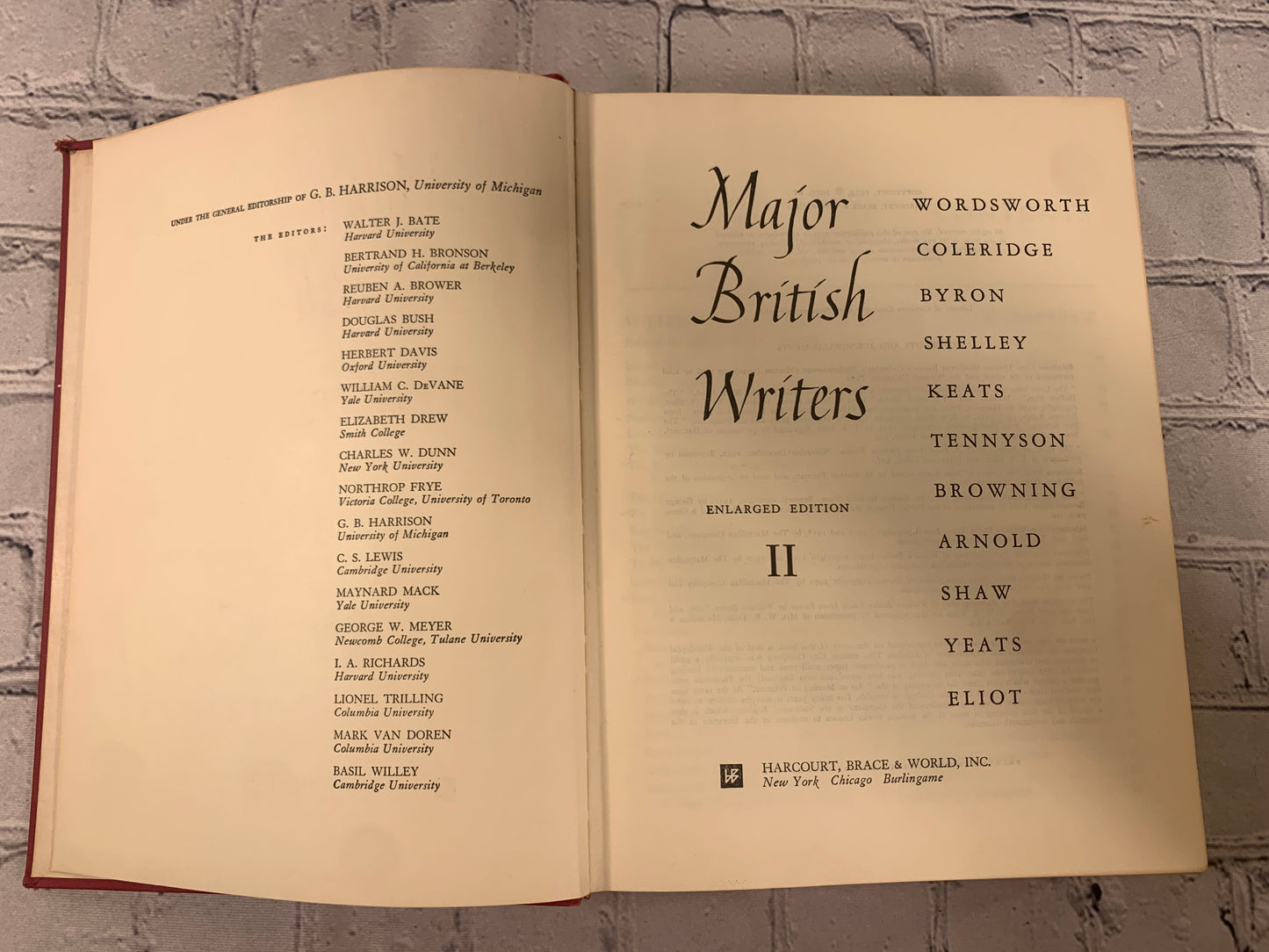 Major British Writers Volume II [1959 · Enlarged Edition]