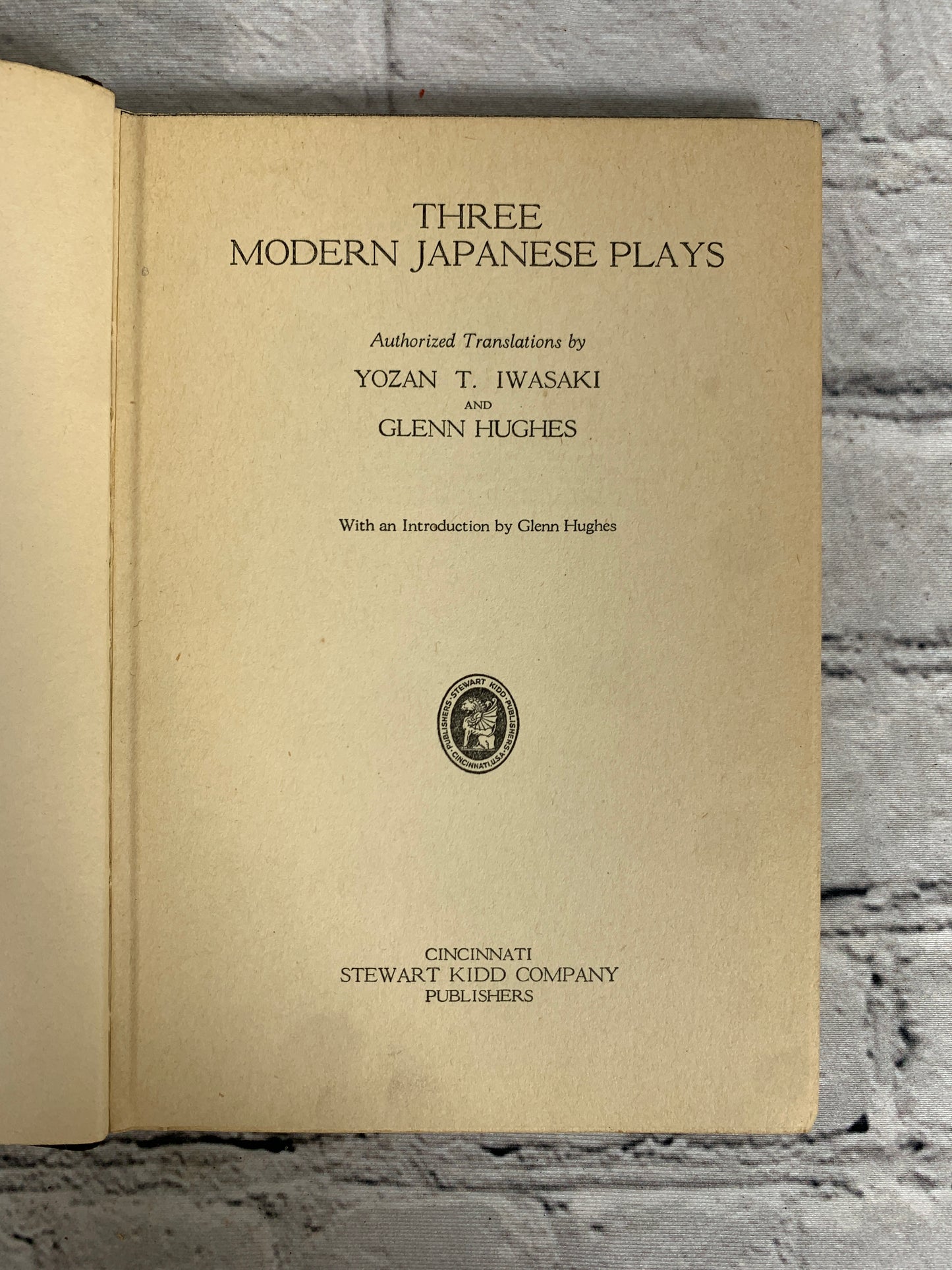 Three Modern Japanese Plays translated by Yozan T. Iwasaki & Glenn Hughes [1923]