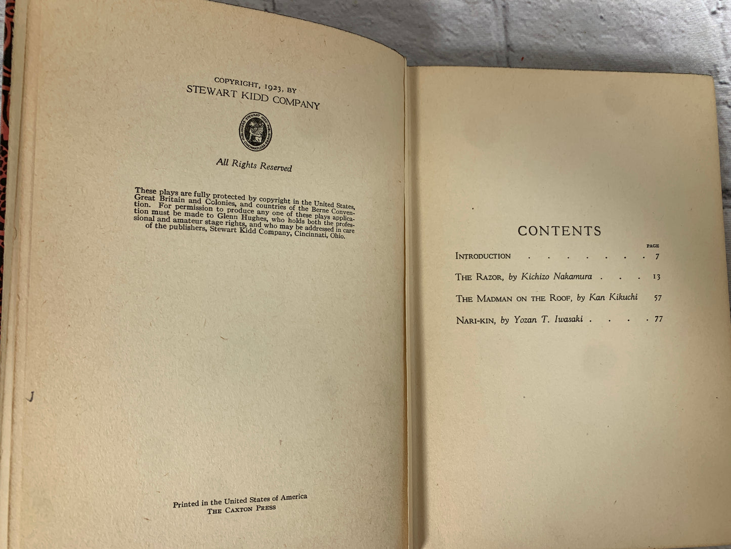 Three Modern Japanese Plays translated by Yozan T. Iwasaki & Glenn Hughes [1923]